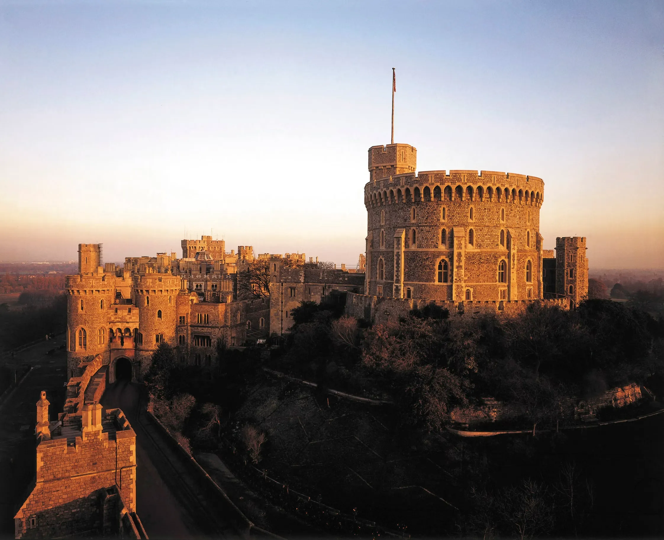 Windsor Castle walls at sunset