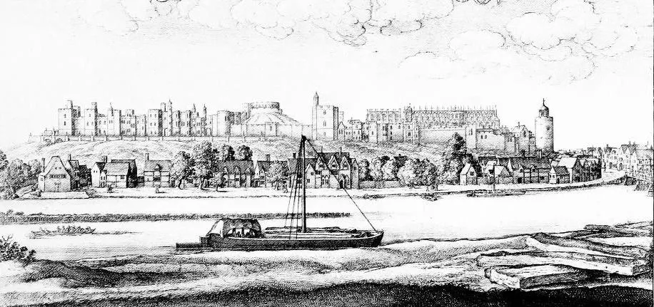 Historic river view of Windsor Castle