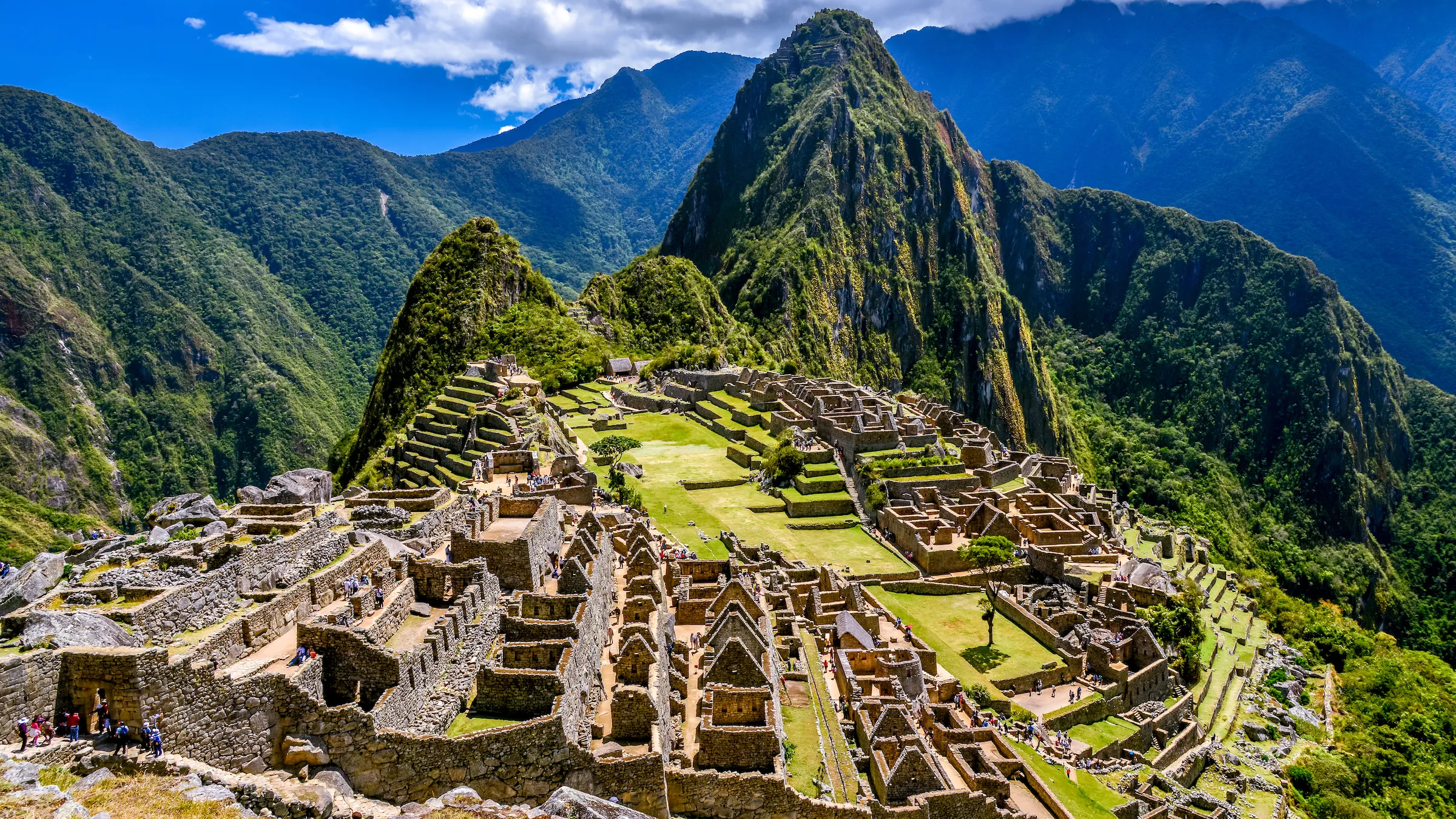 Aerial panorama of Machu Picchu
