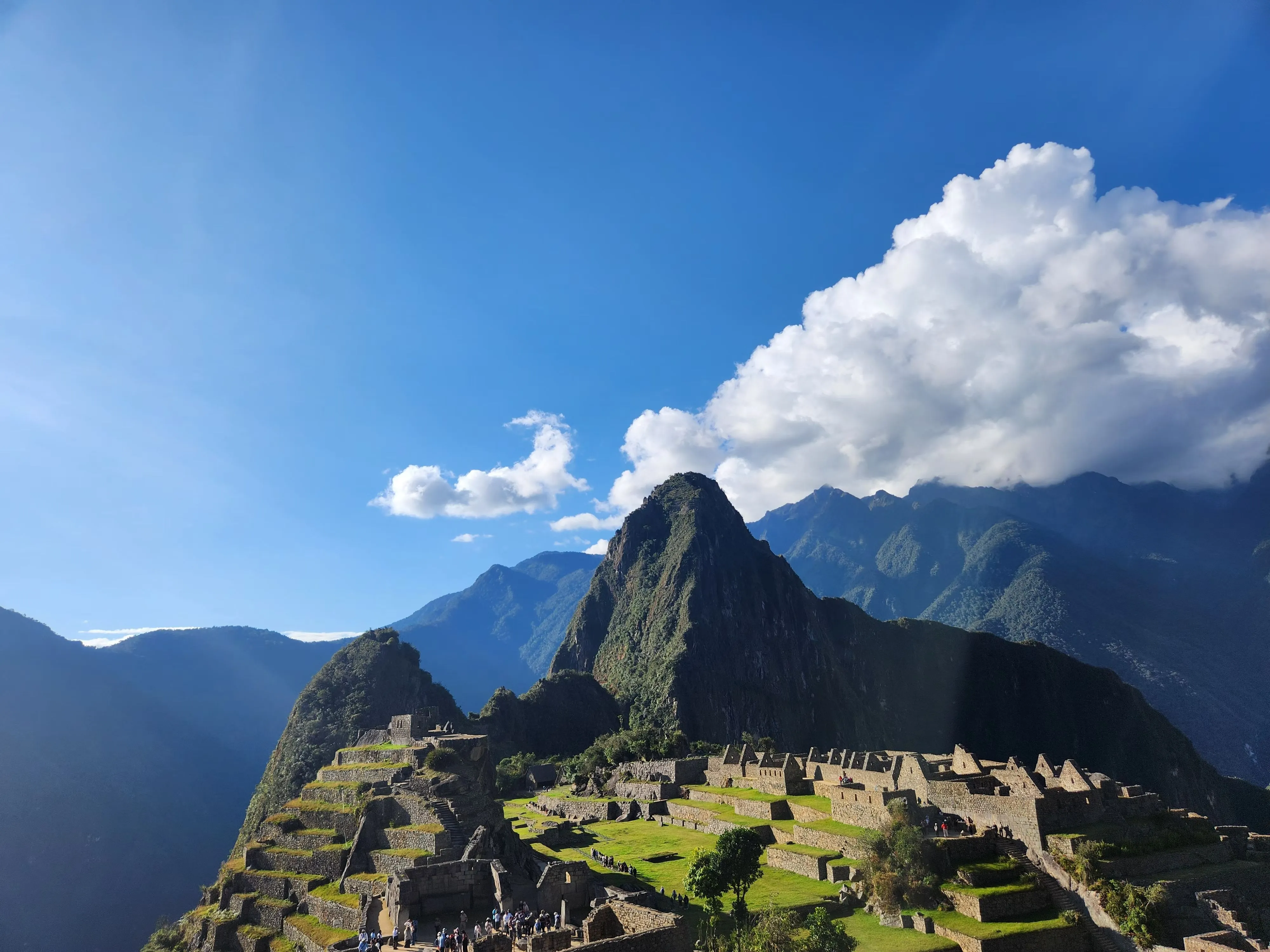 Machu Picchu with mountain and blue sky