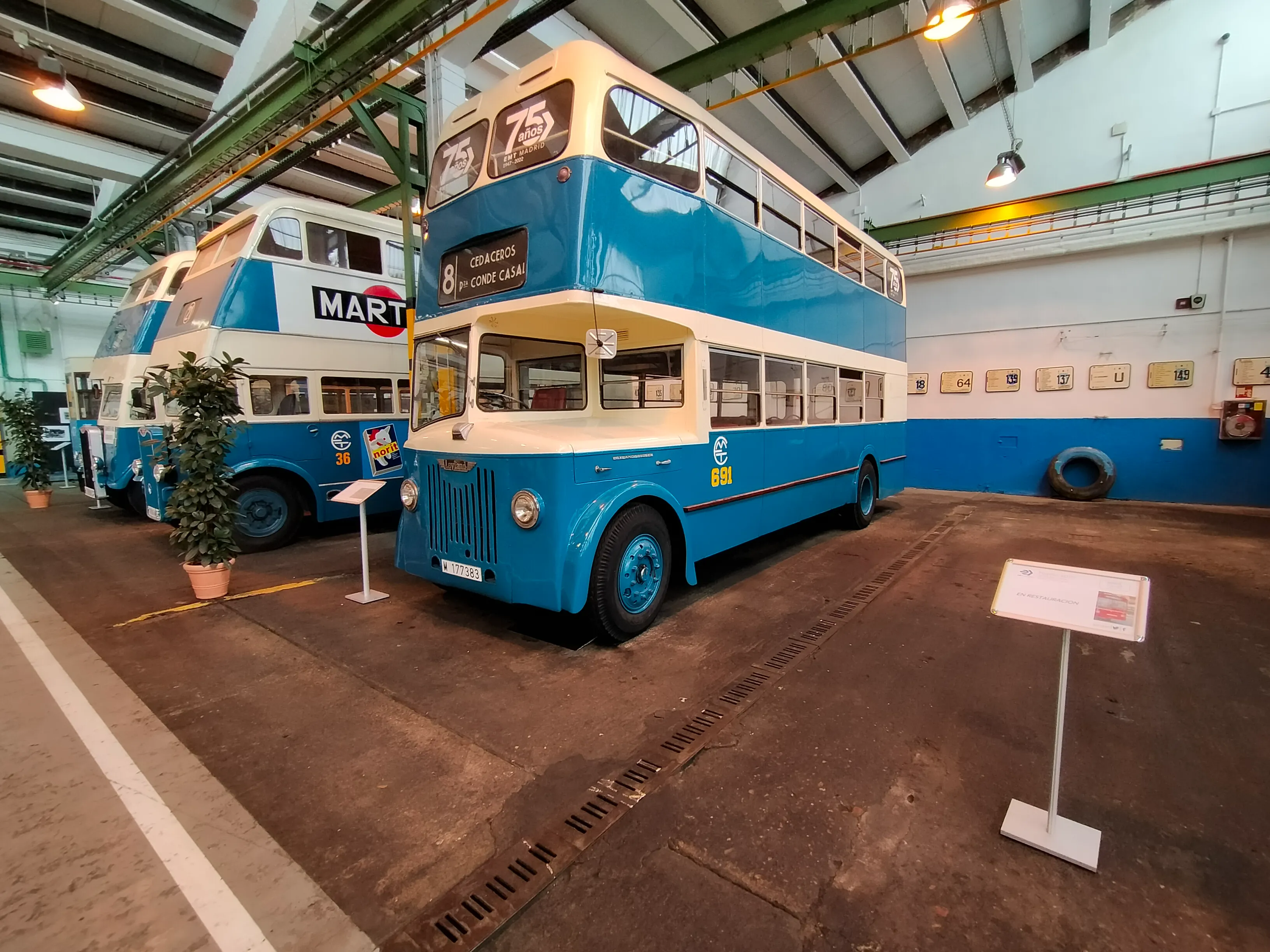 Vintage double-deck bus at museum