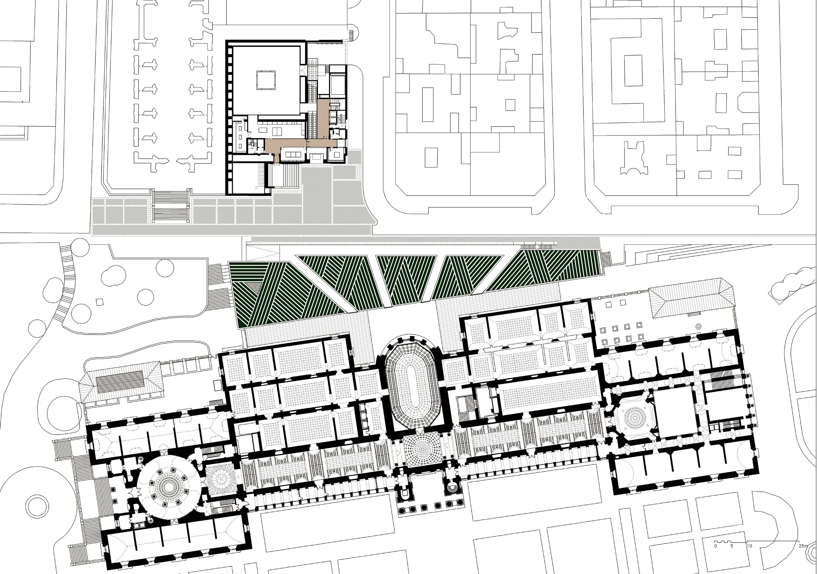 Historic aerial map related to the Prado area in Madrid