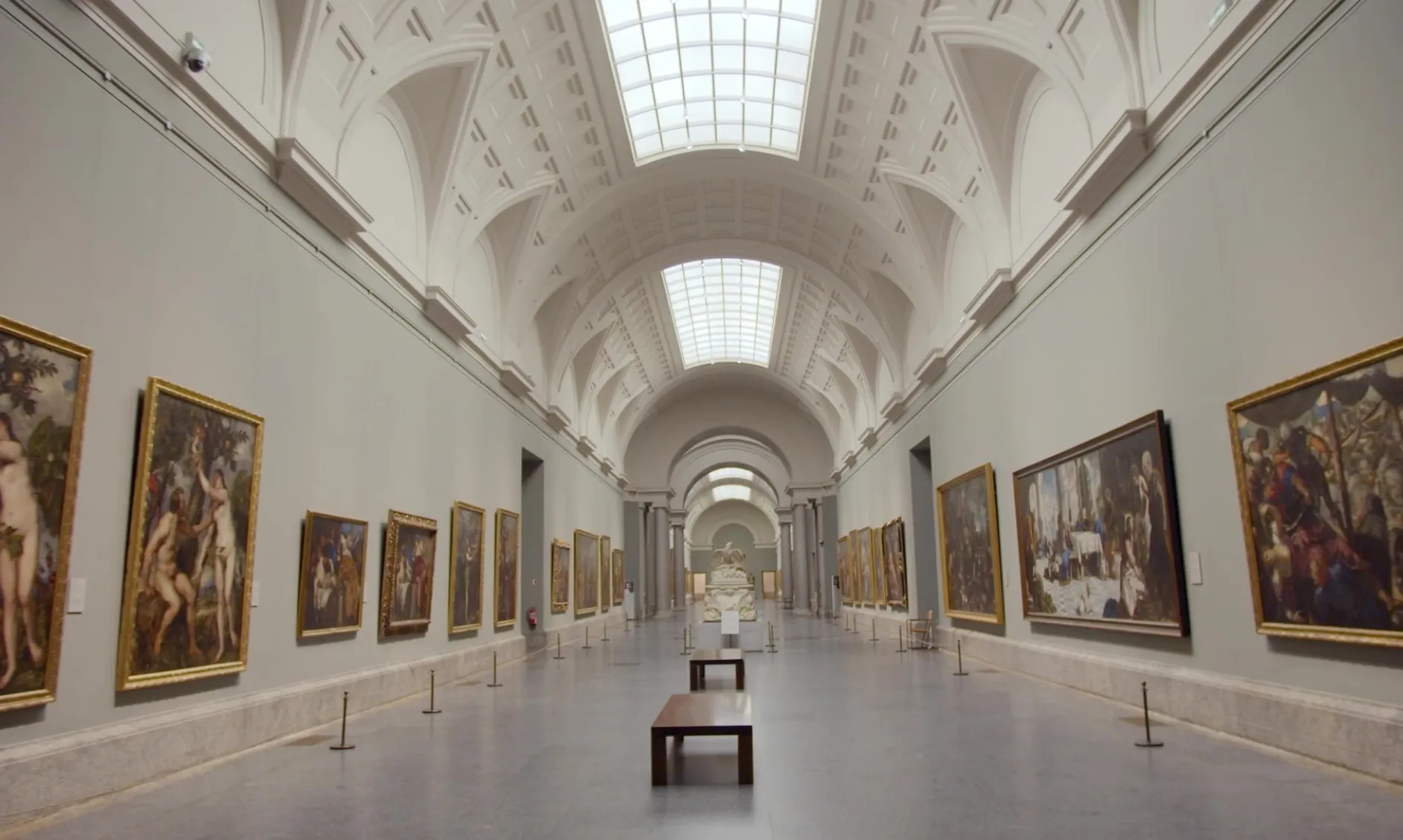 Prado museum gallery with framed paintings