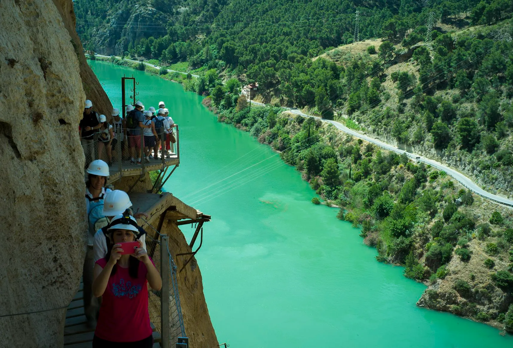 Panoramic canyon cliffs and river near Caminito del Rey