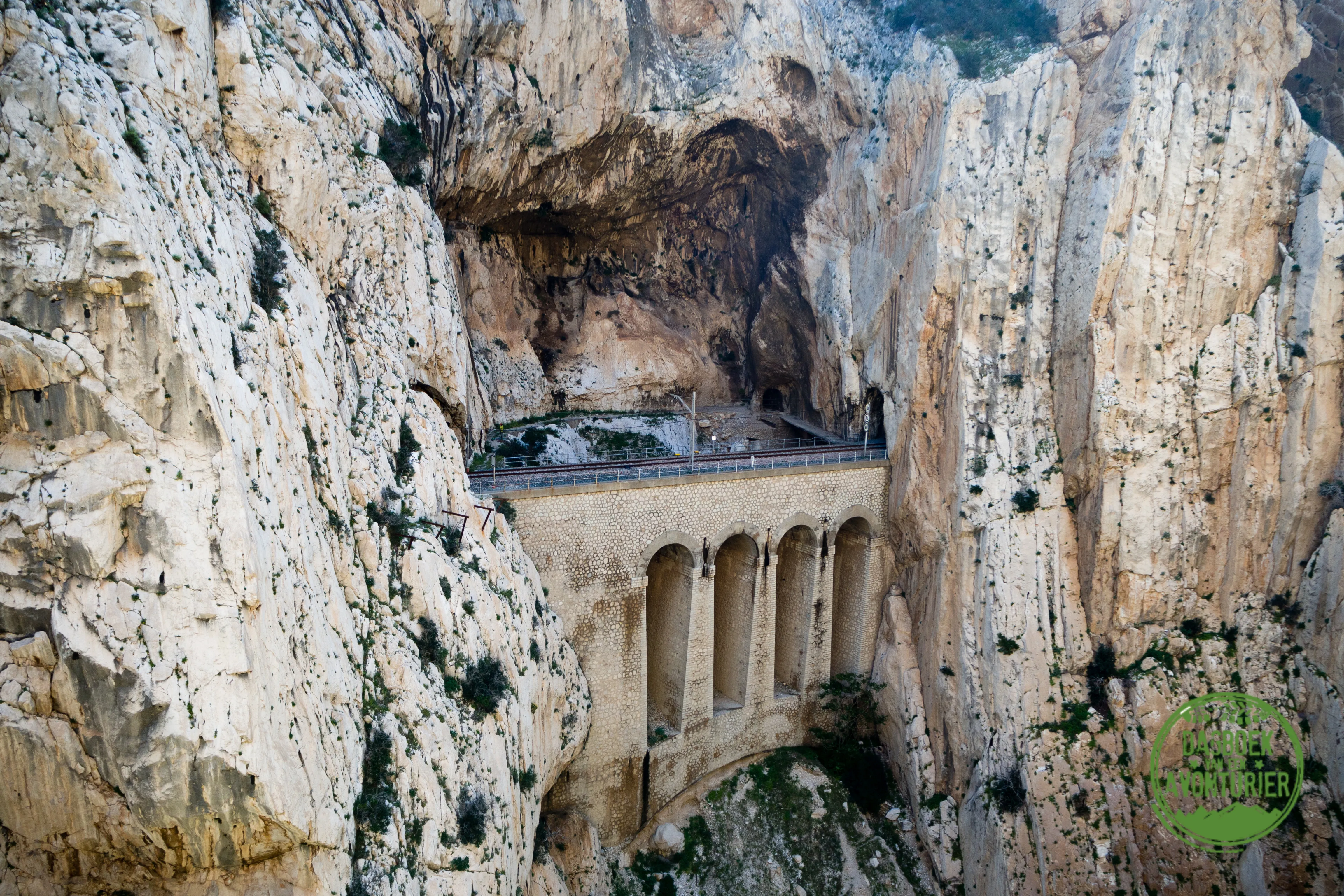 Railway bridge and tunnel in El Chorro gorge