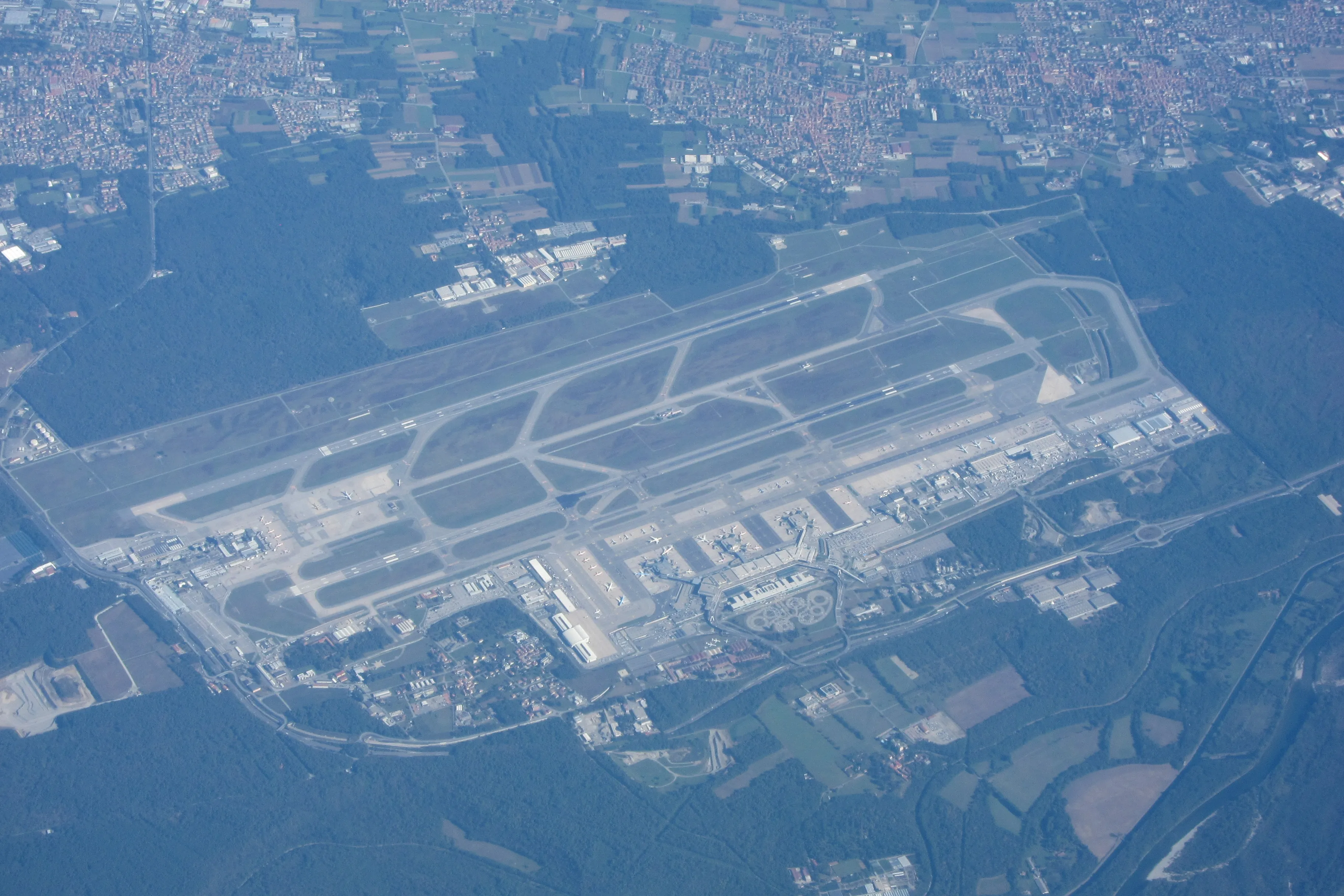 Aerial panorama of Malpensa airport area