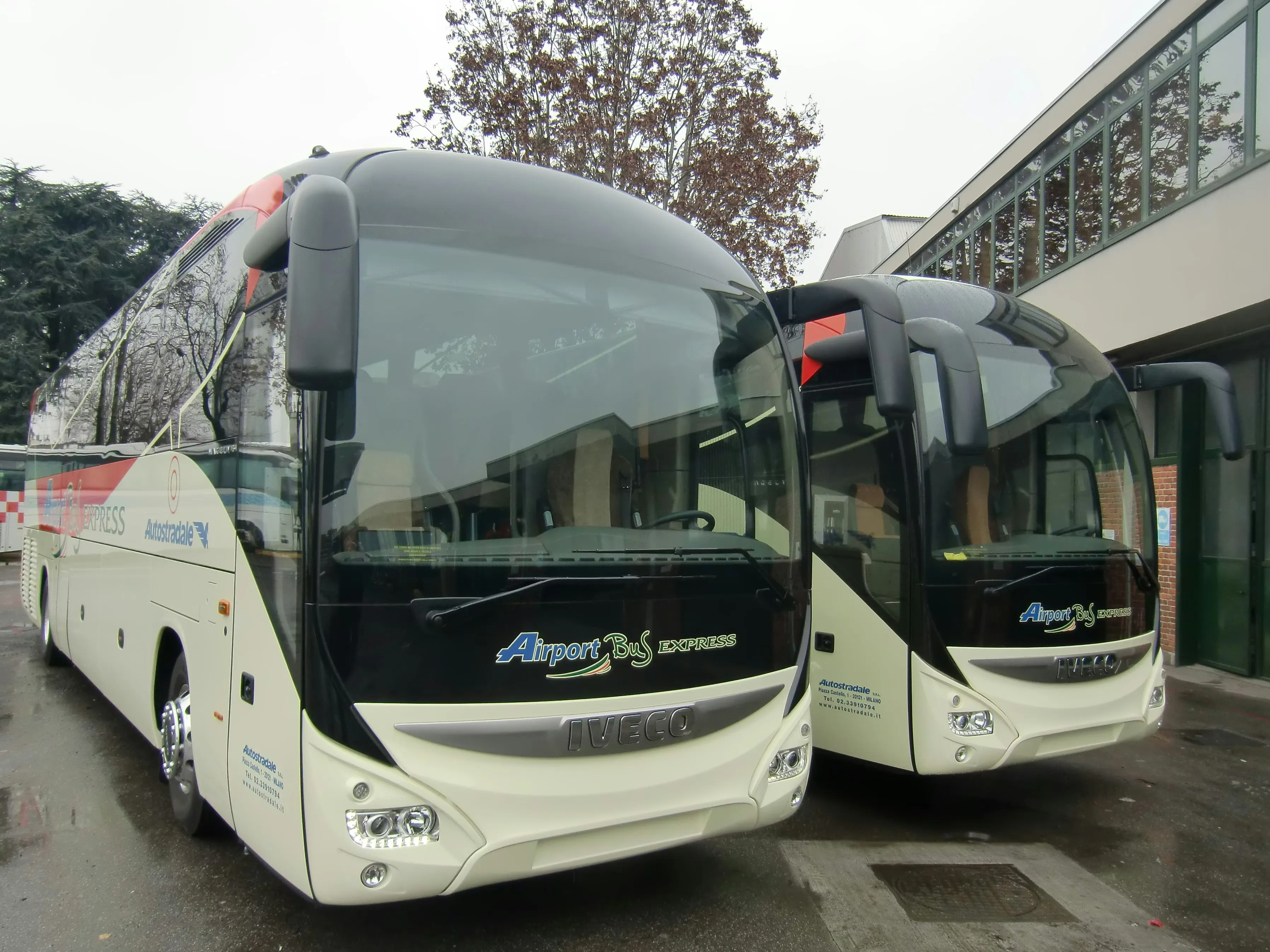 Airport shuttle bus at pickup point