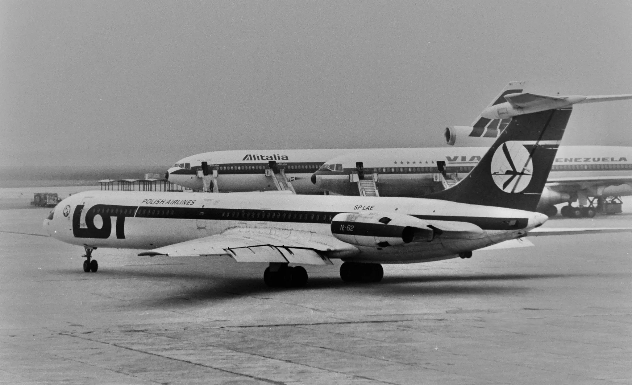 Historic aircraft at Milan Malpensa in the 1980s