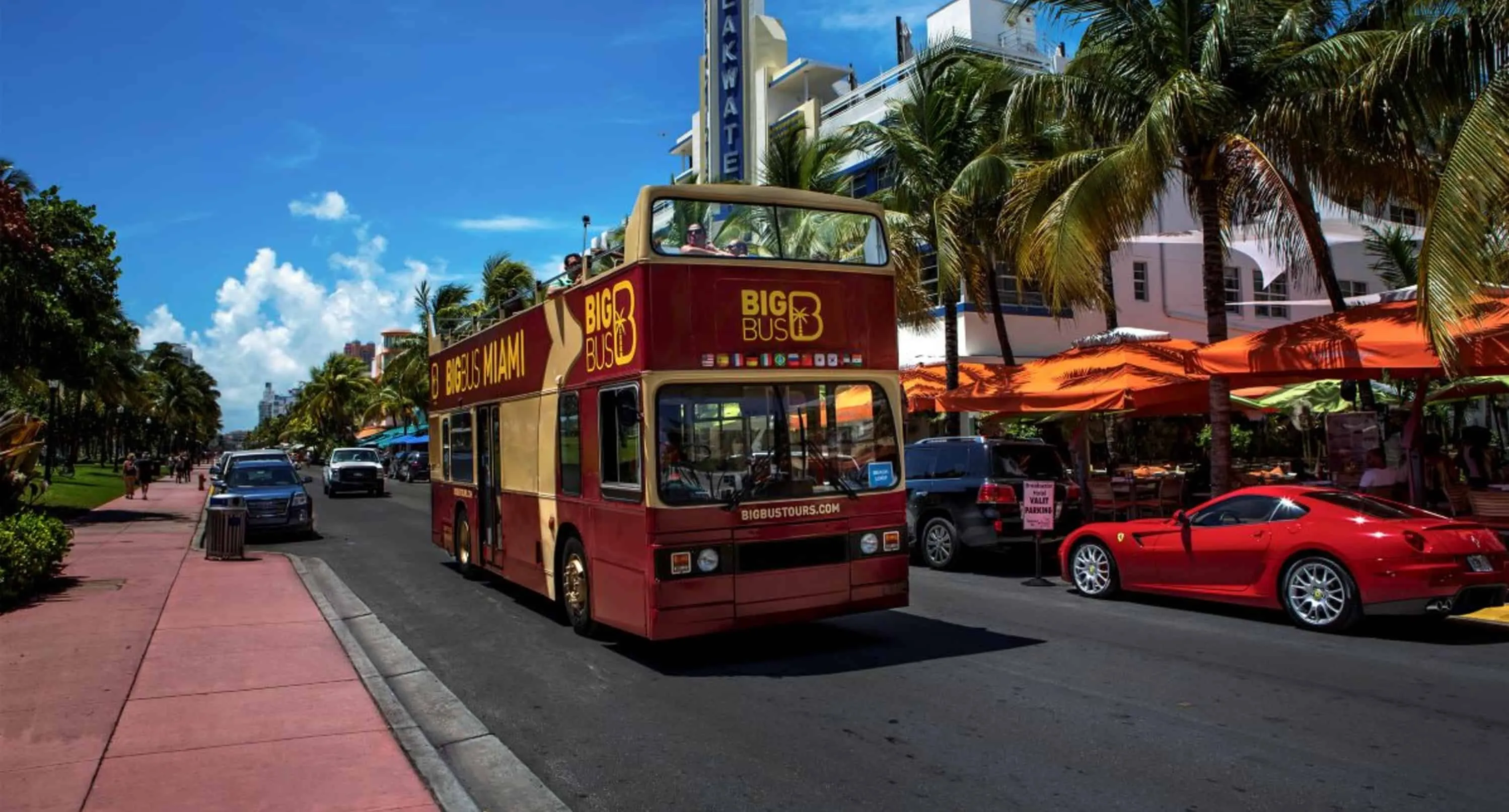 Modern double-decker tour bus