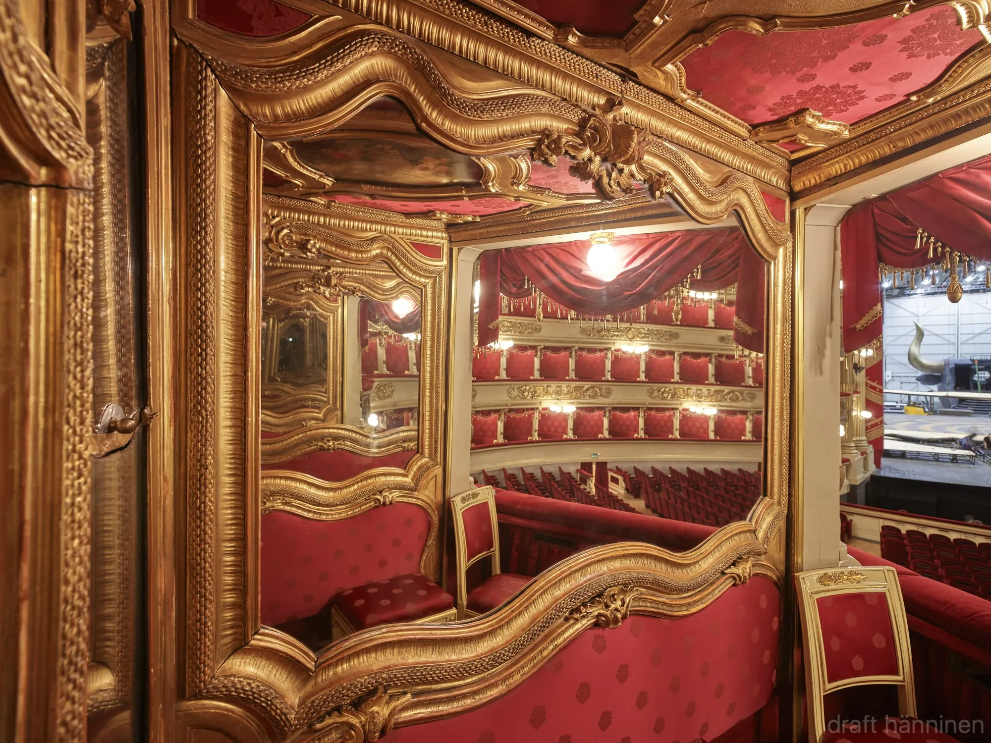 Gallery seats with mirrors detail