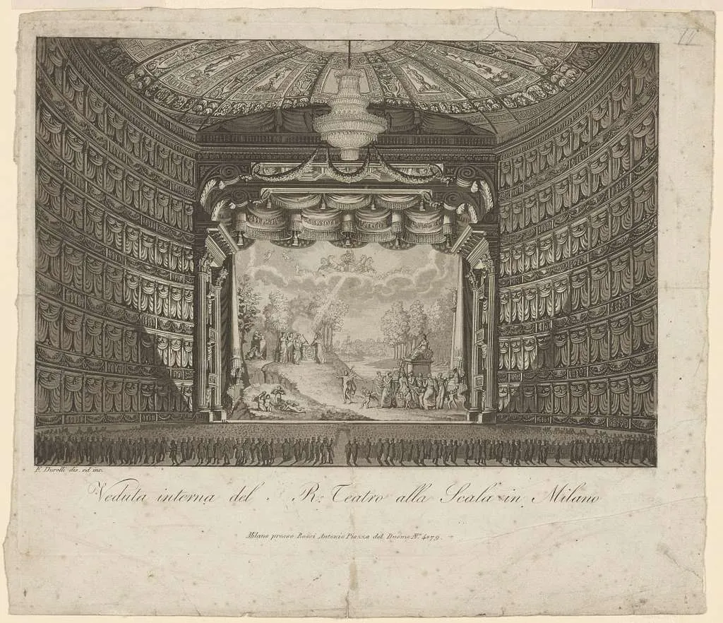 Vintage interior view and playbills