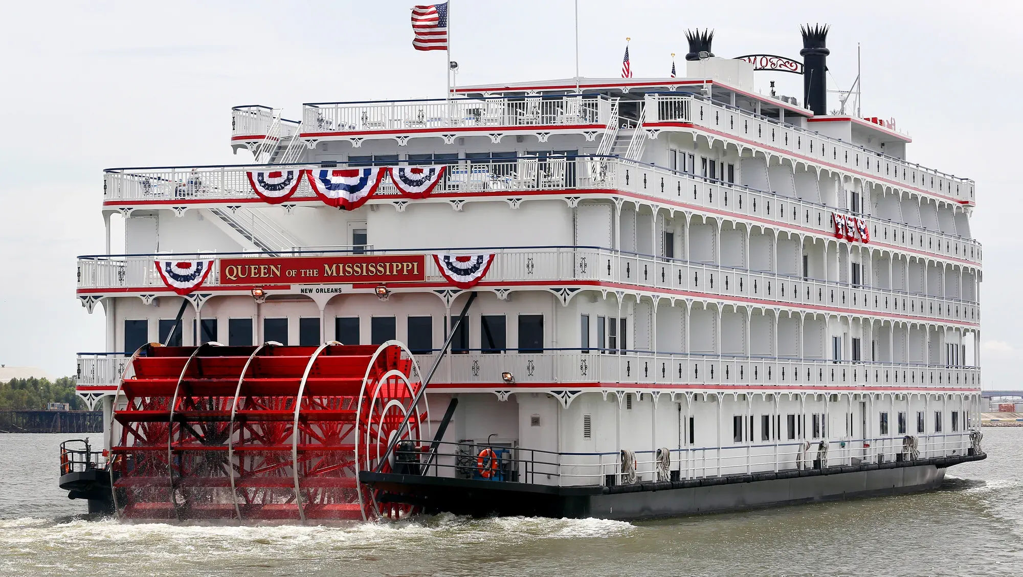 Riverboat cruising on the Mississippi near New Orleans