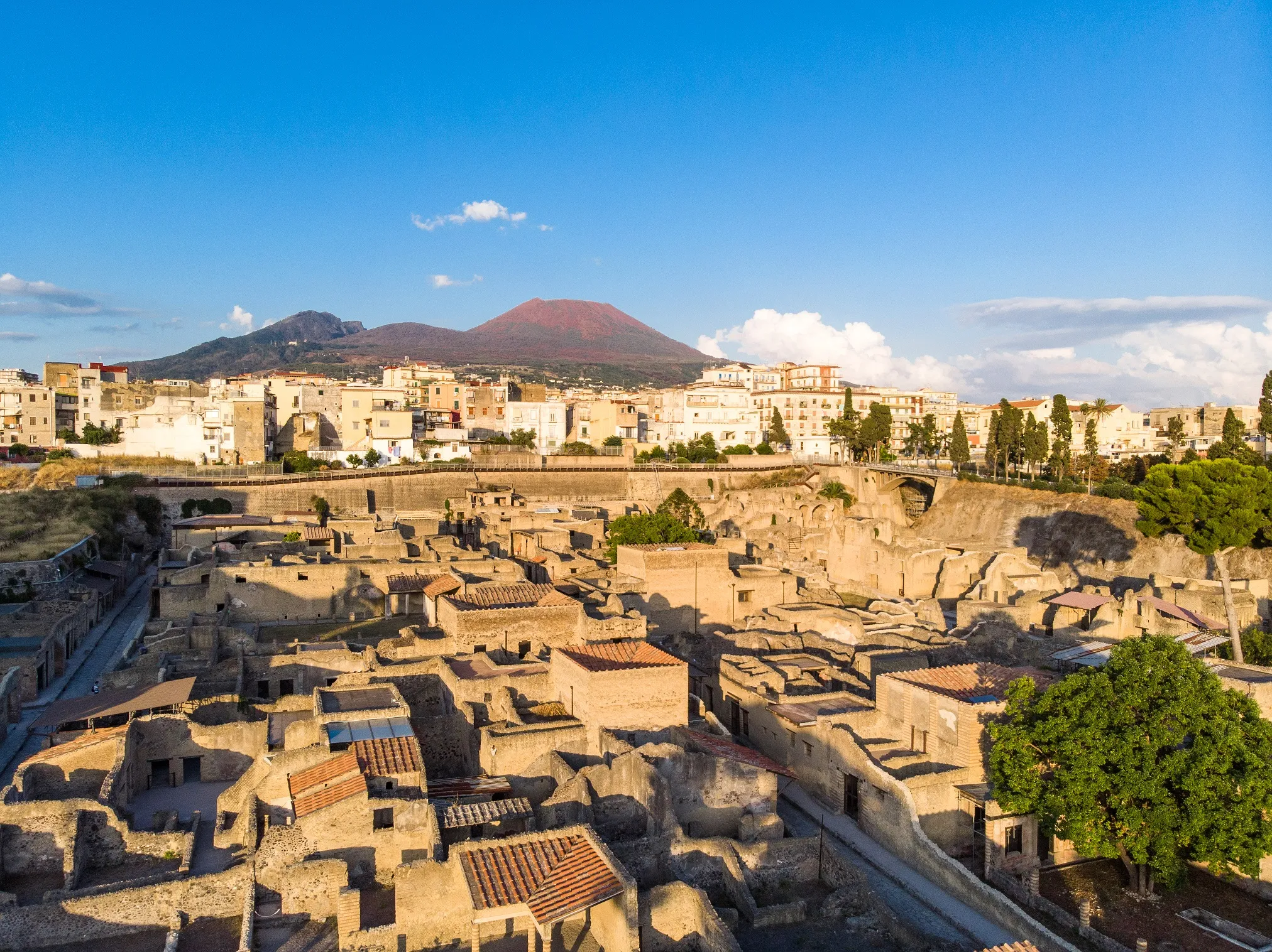 Ancient ruins at Herculaneum under warm light