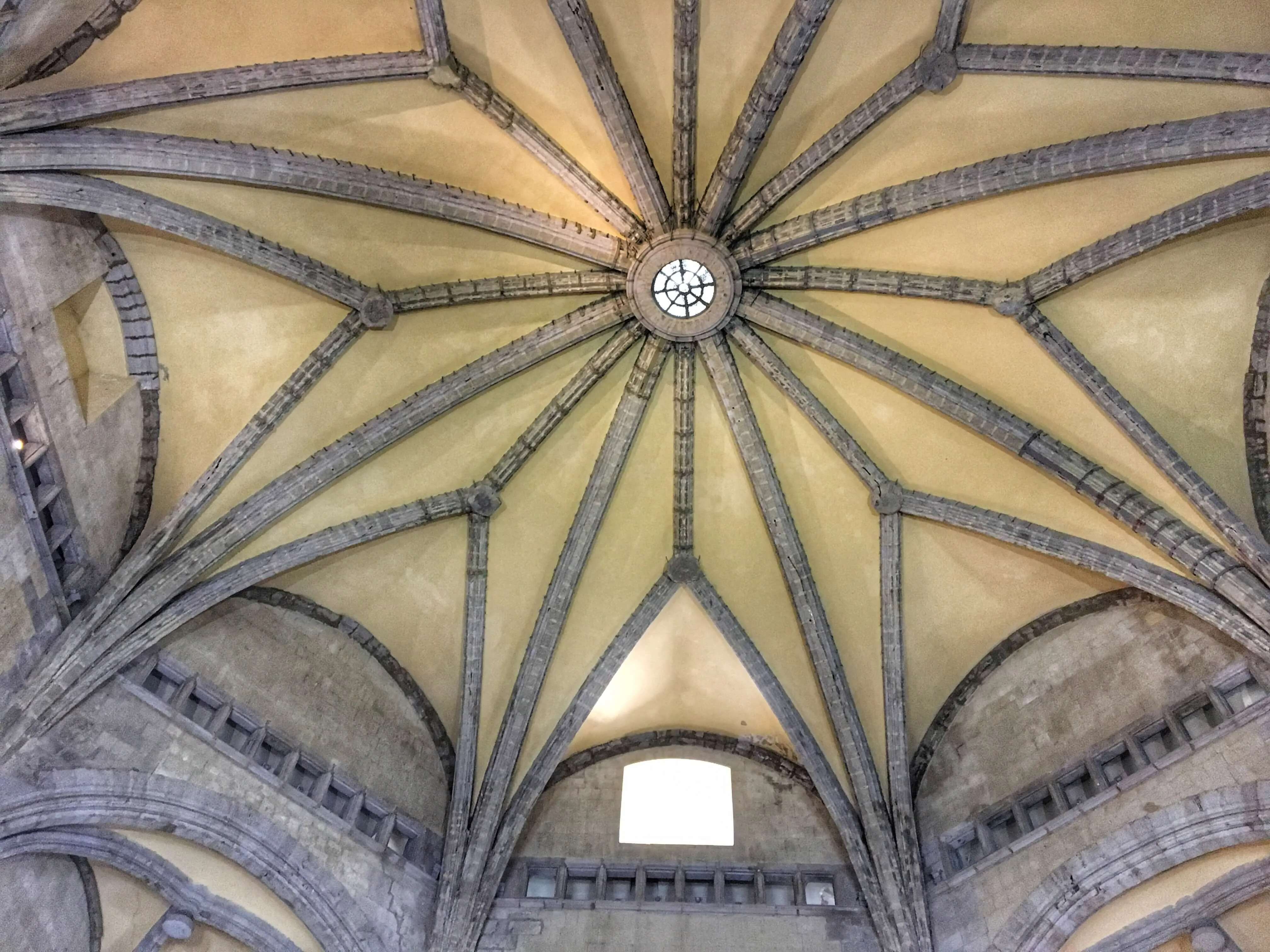 Decorated dome ceiling inside Castel Nuovo