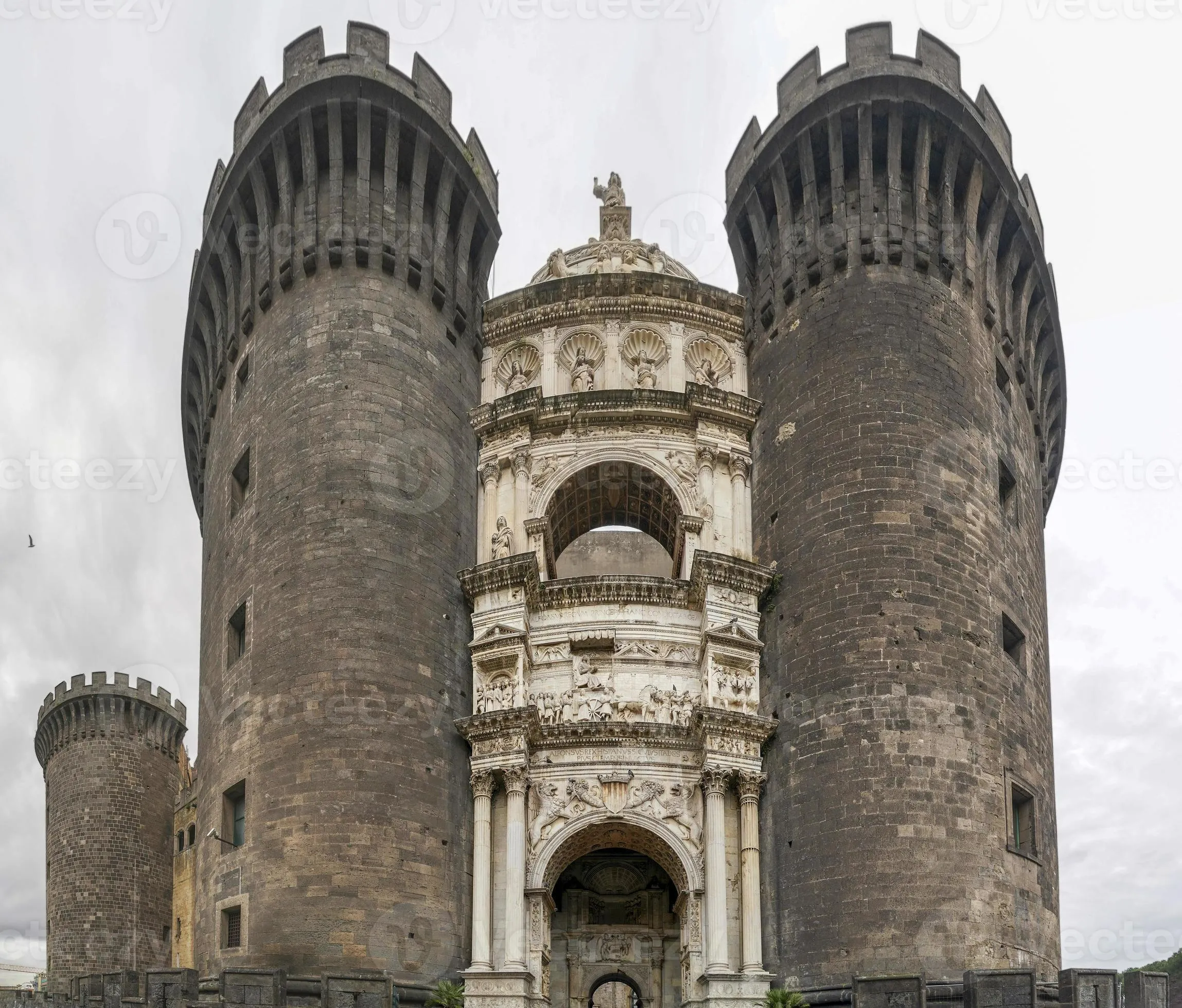 Massive medieval stone towers of Castel Nuovo