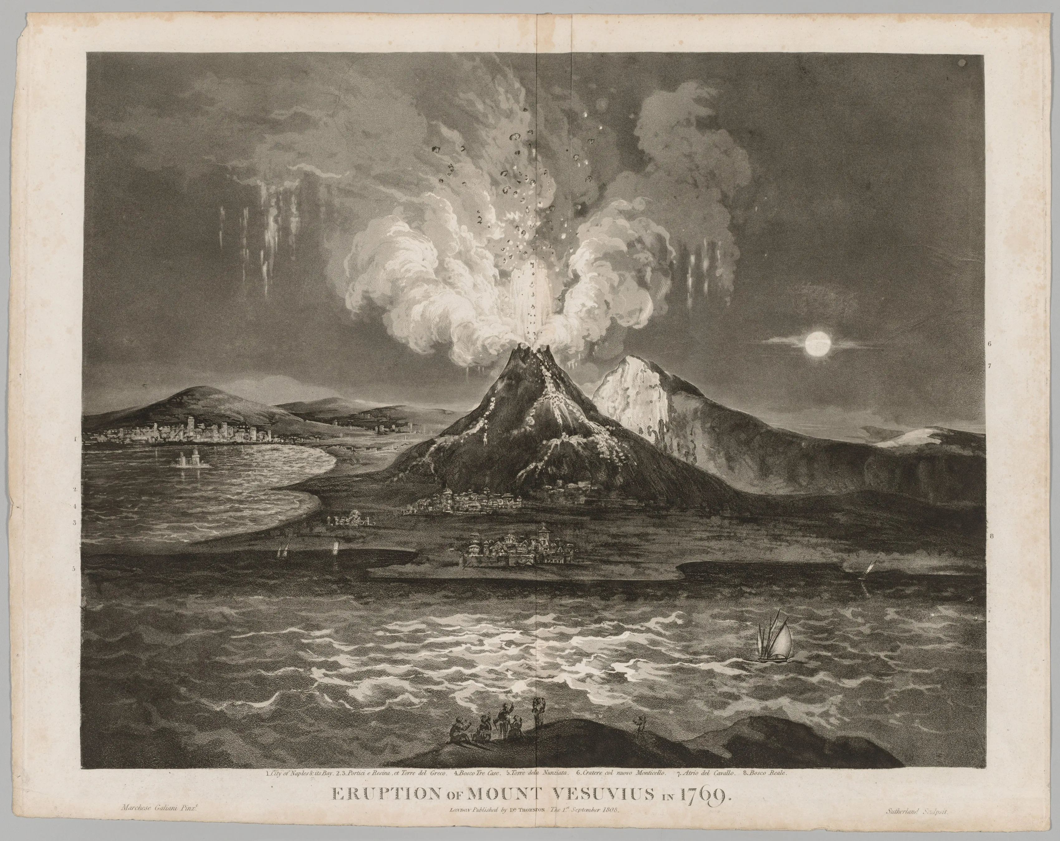 Artwork showing the 1769 eruption of Mount Vesuvius