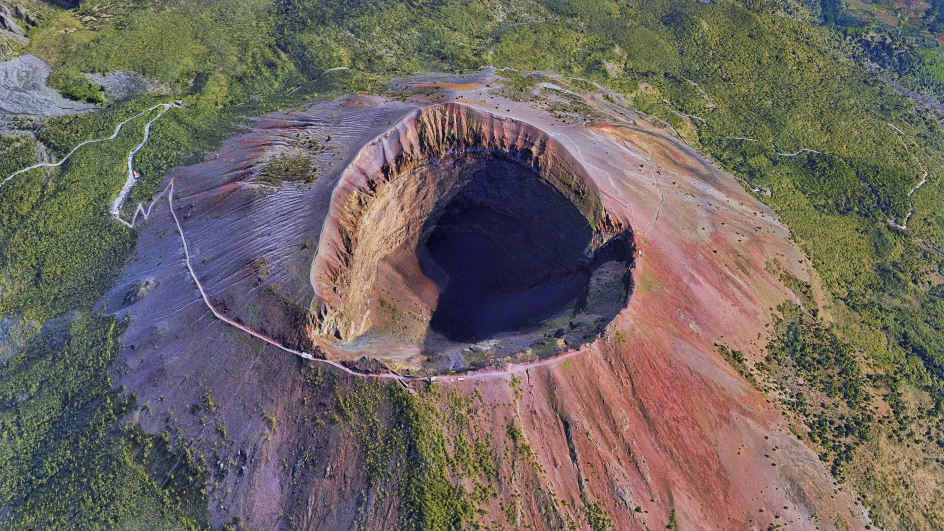 Aerial view of the Vesuvius crater rim
