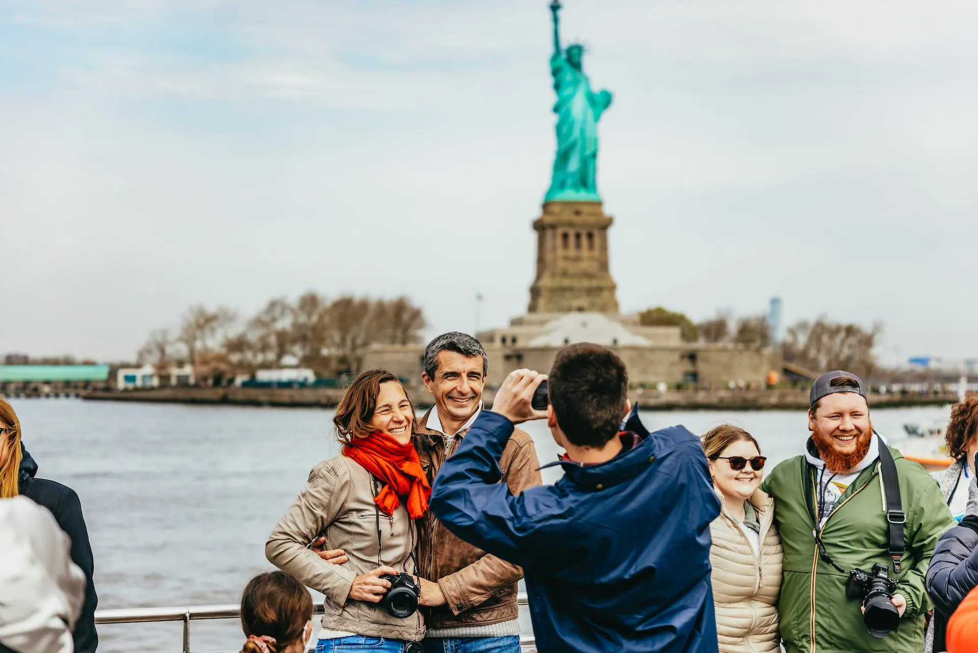 Tourists enjoying a Liberty cruise in New York