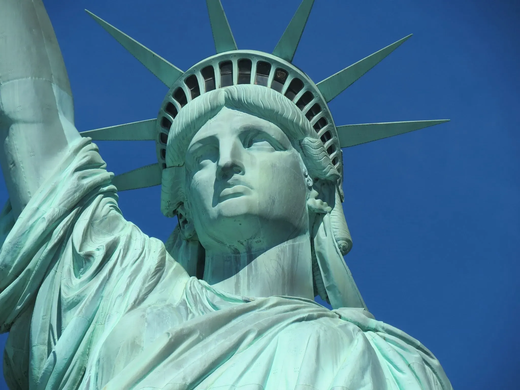 Close-up view of the Statue of Liberty torch