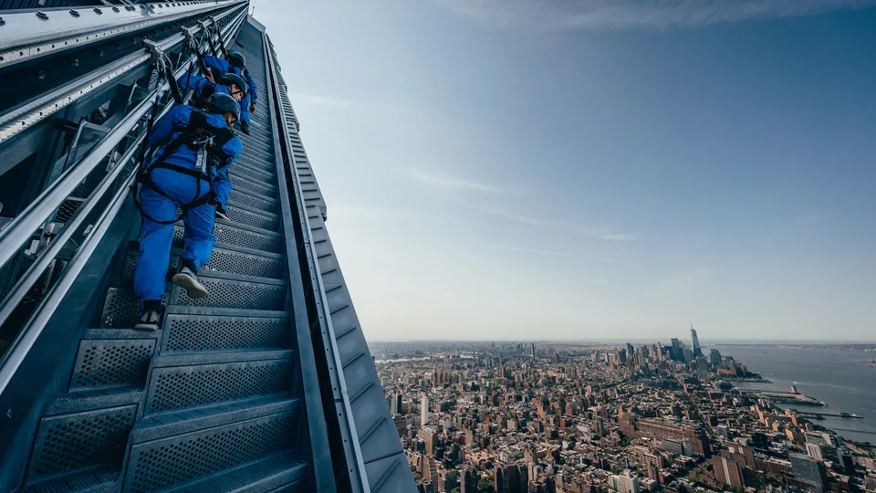 City Climb participants on the structure