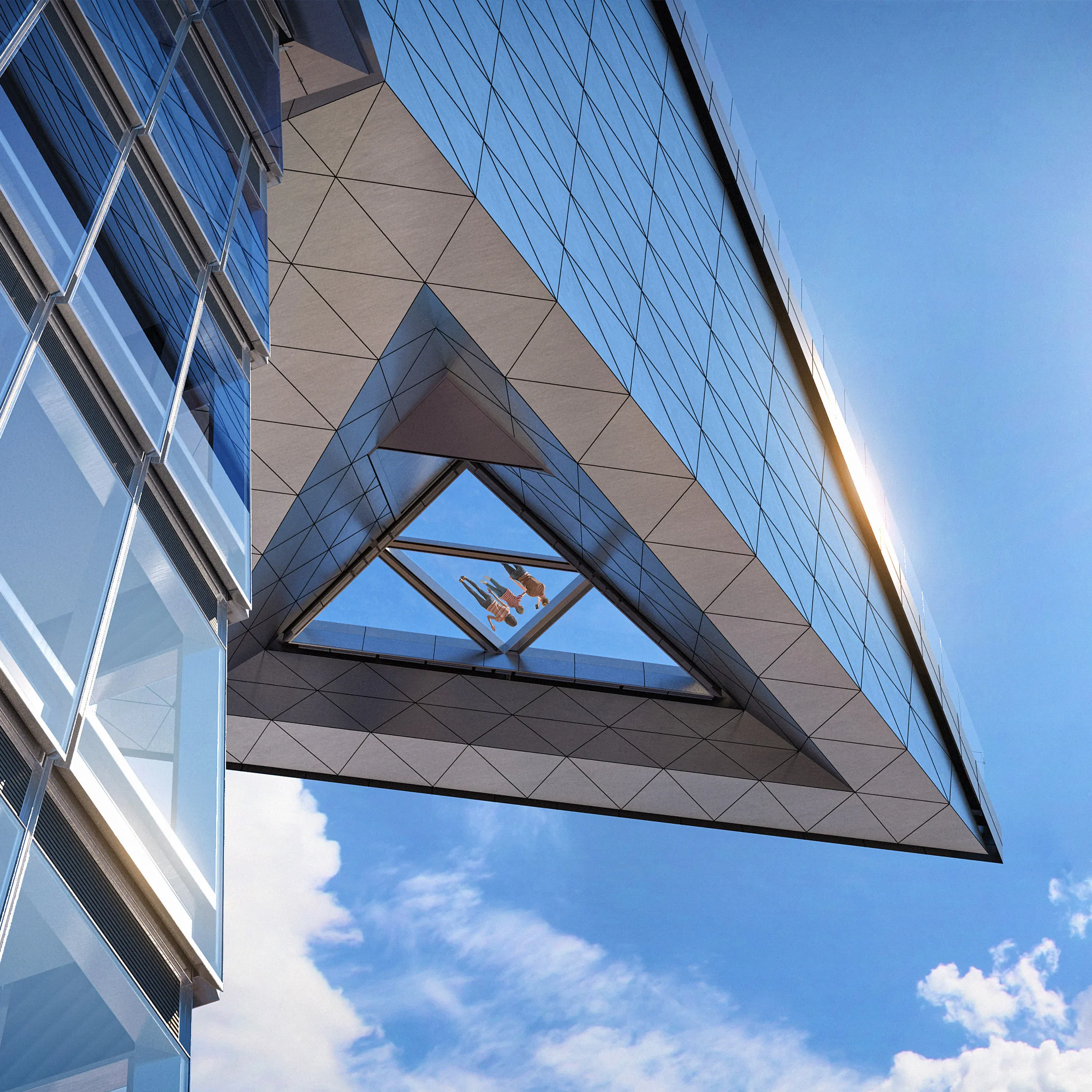 Visitors on the glass floor at Edge