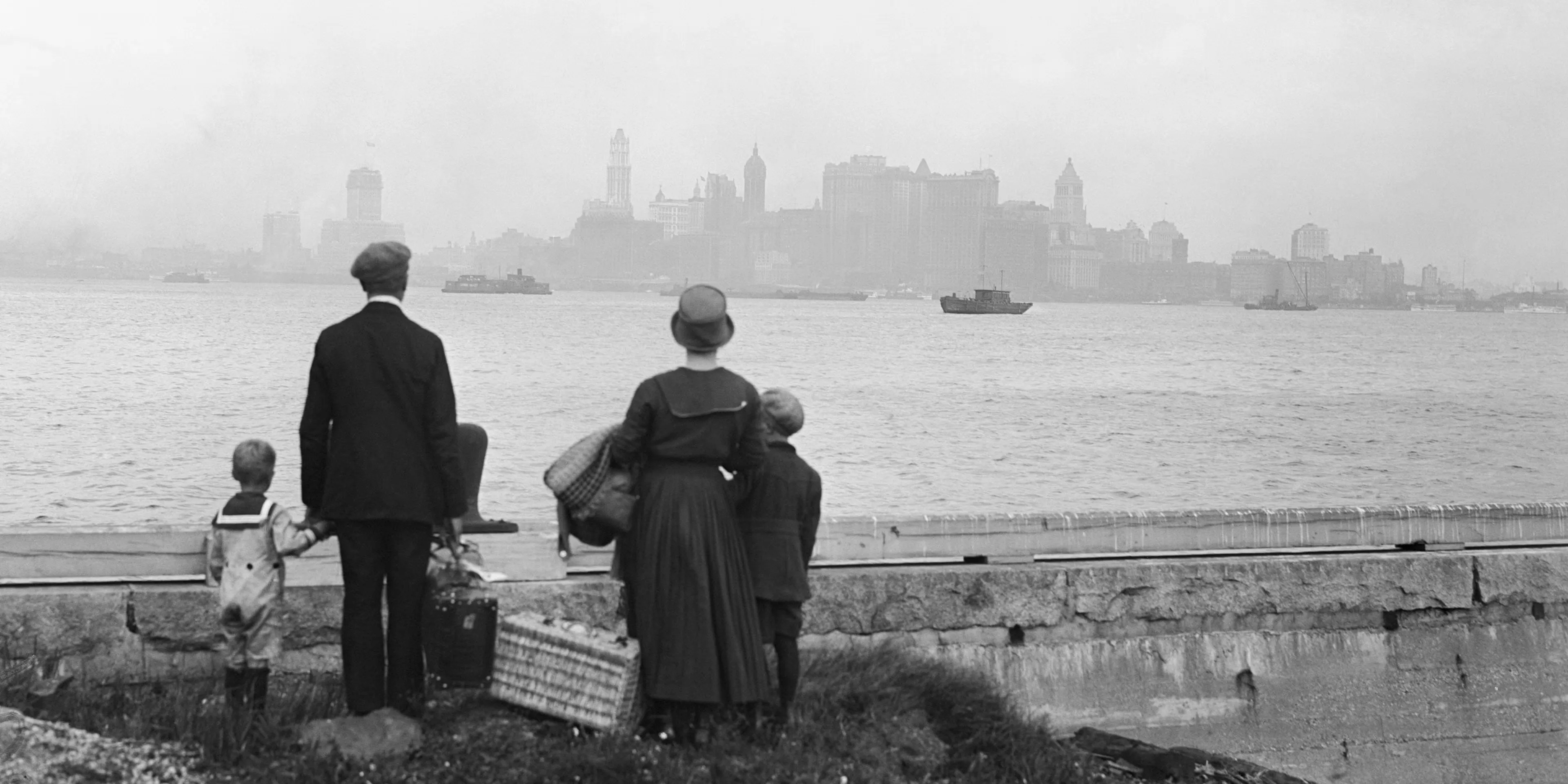 First immigrants arriving at Ellis Island