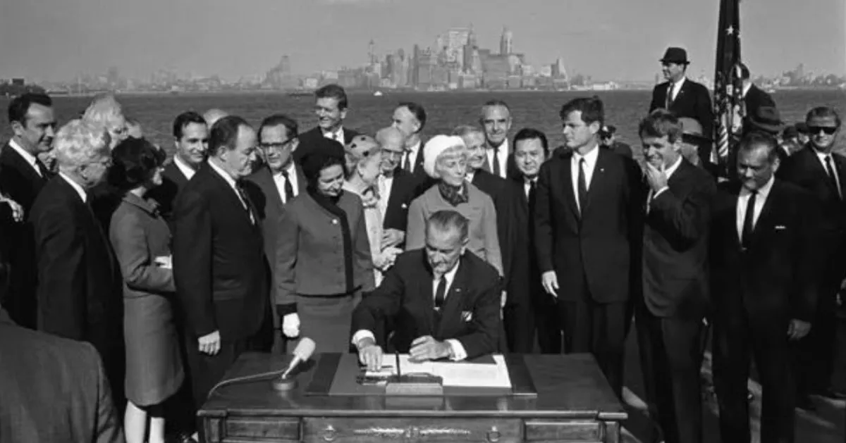 Lyndon Johnson signs Immigration and Nationality Act, 1965