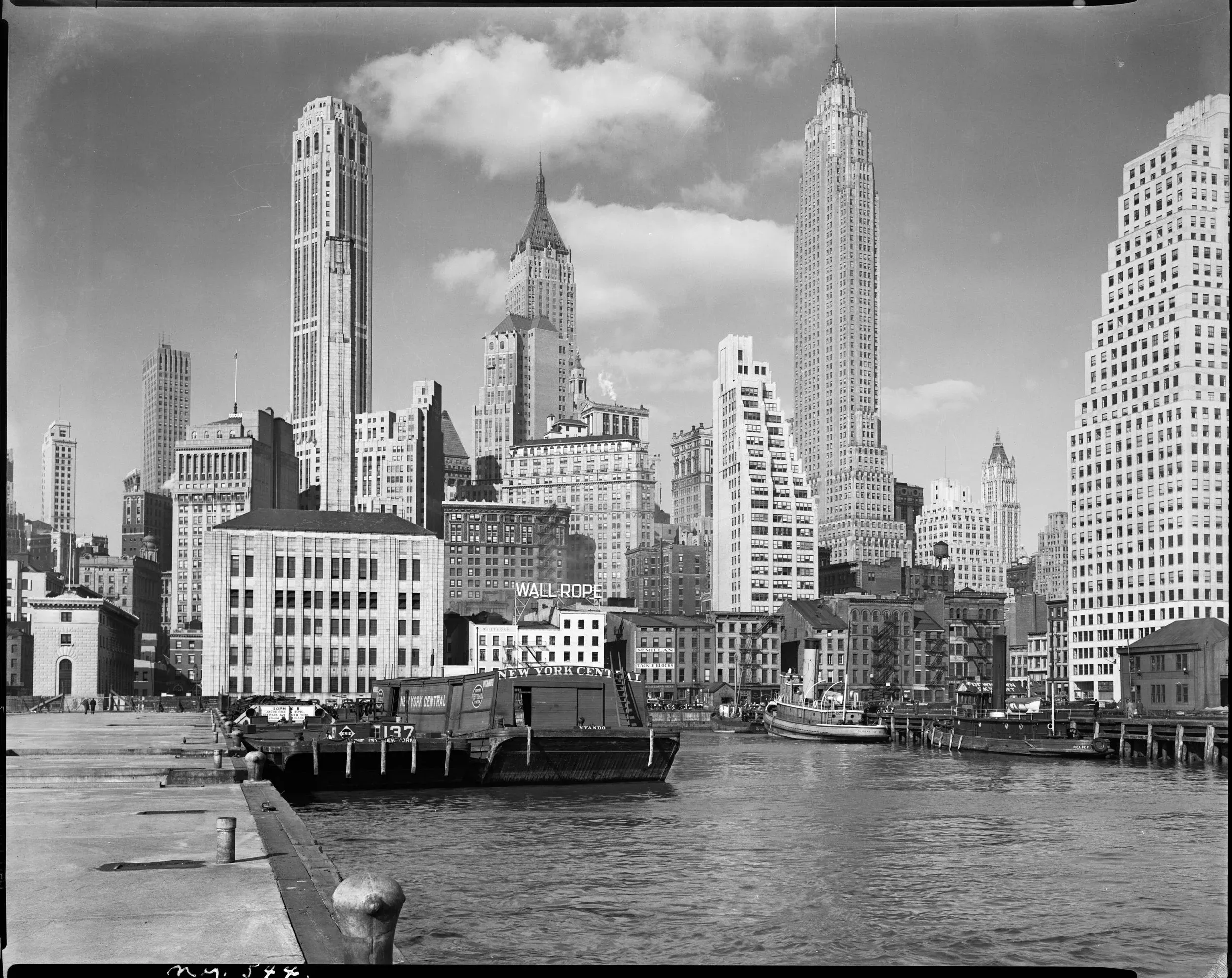 Historic skyline view of the Empire State Building from the Hudson