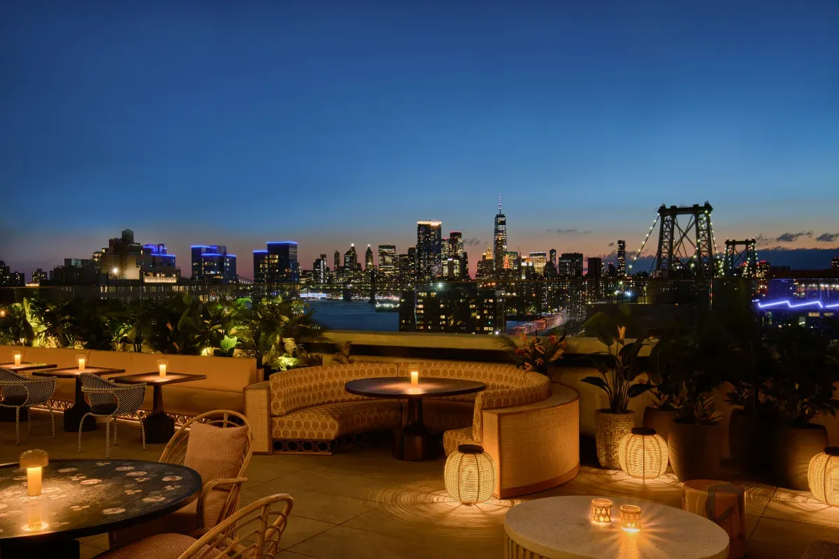 The Moxy rooftop bar atmosphere