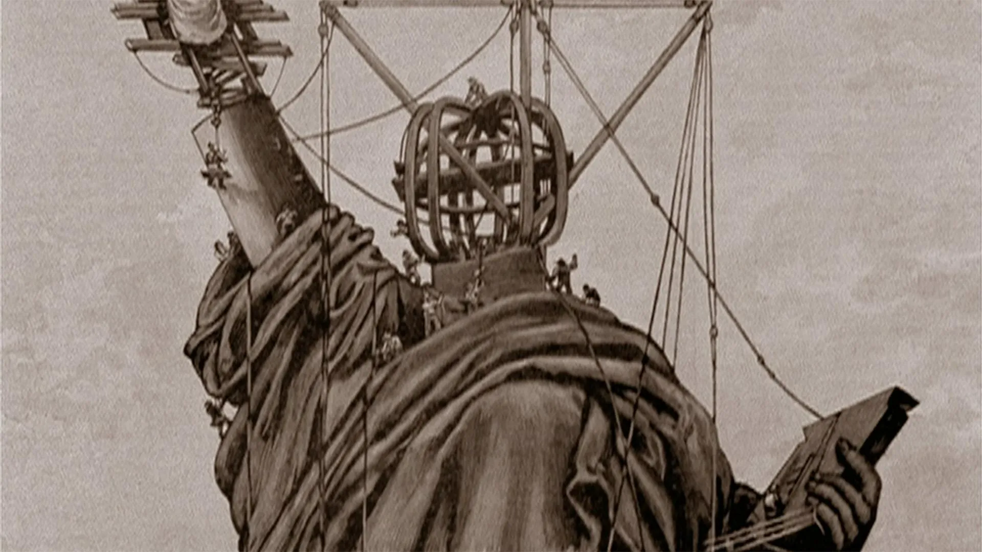 Placement of the Statue of Liberty's head during construction