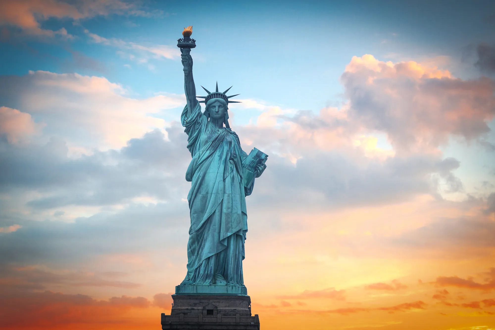 Statue of Liberty at sunset