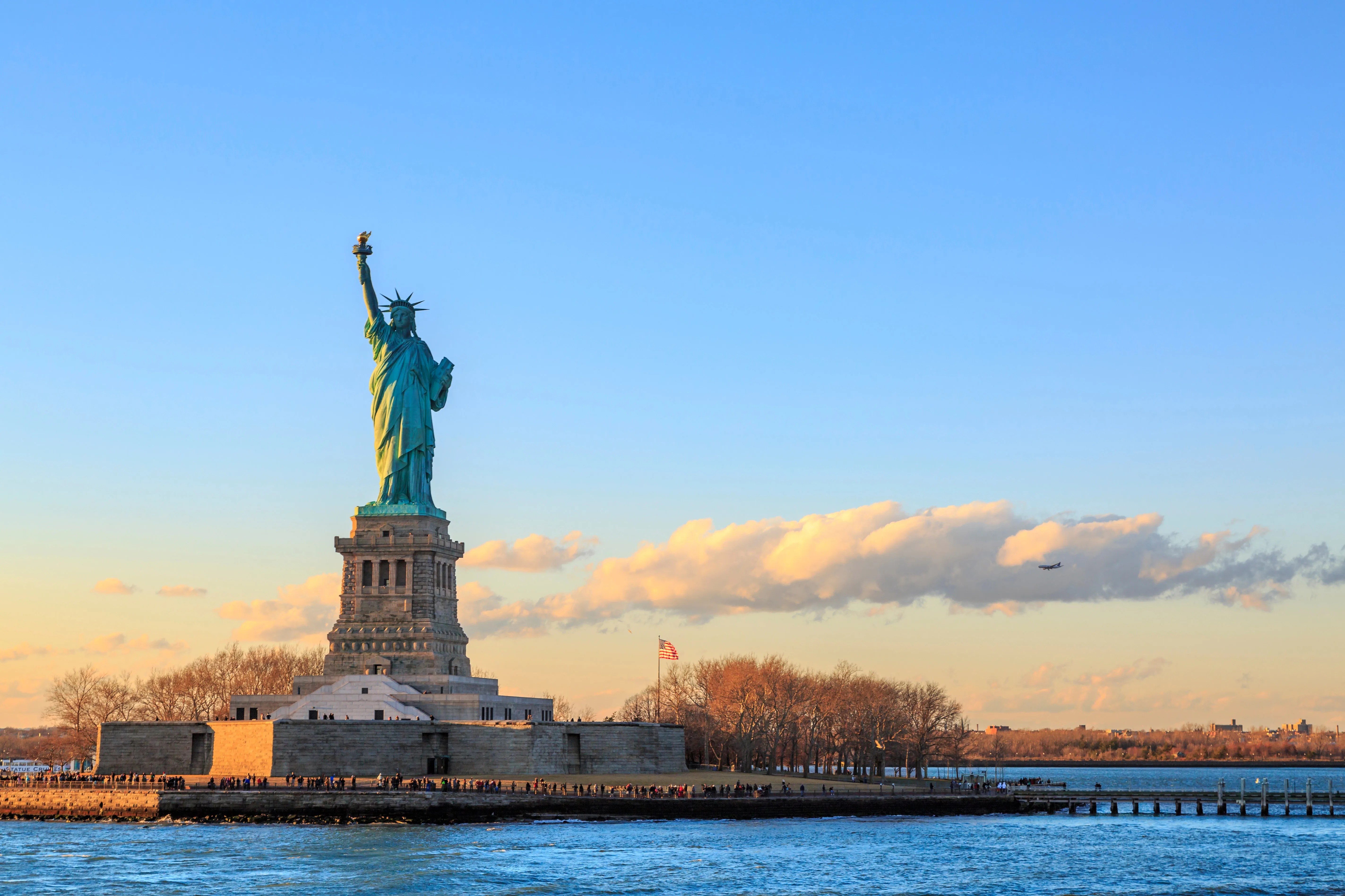 Winter sky behind the Statue of Liberty