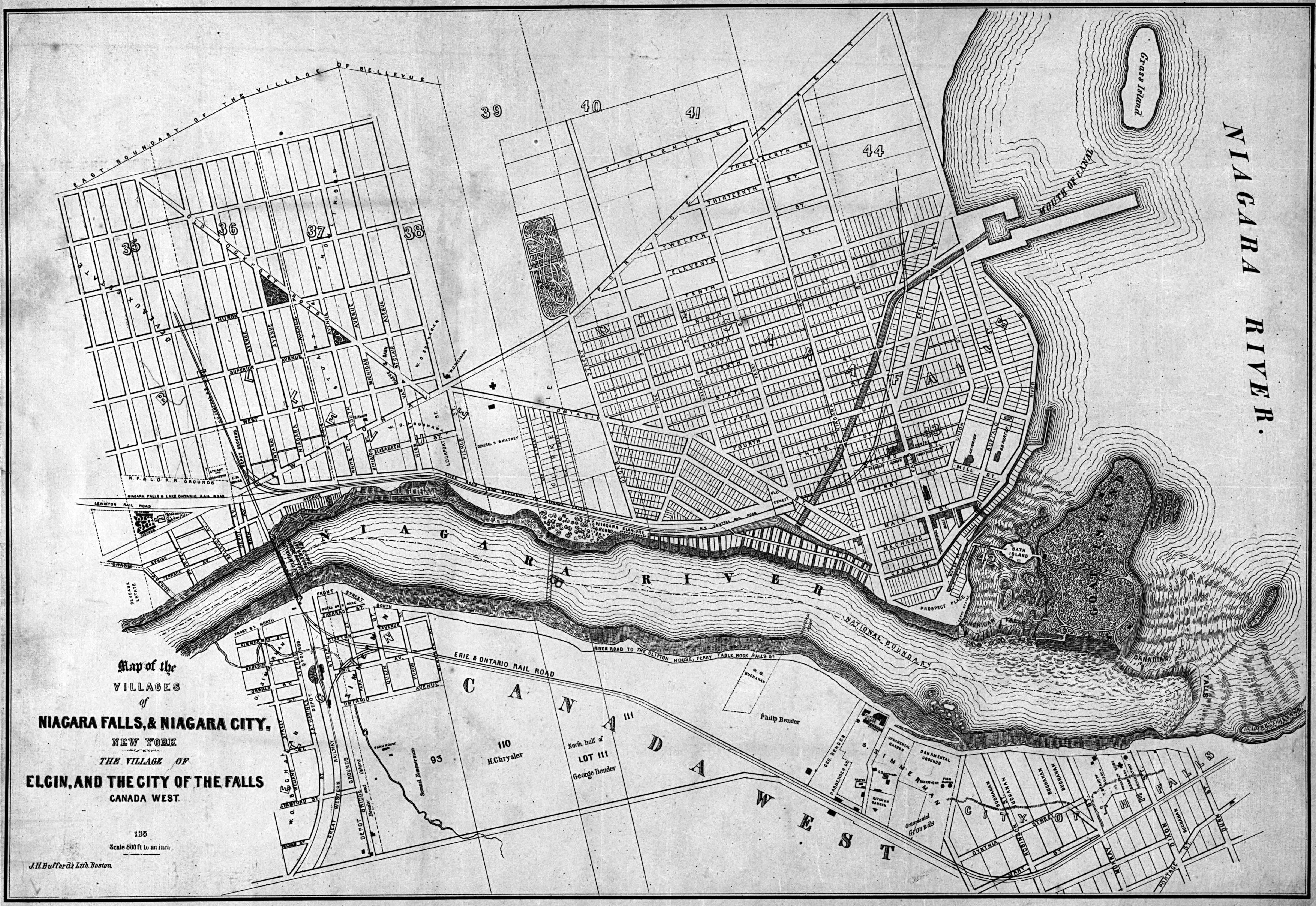 Historic 1895 map of the Niagara villages