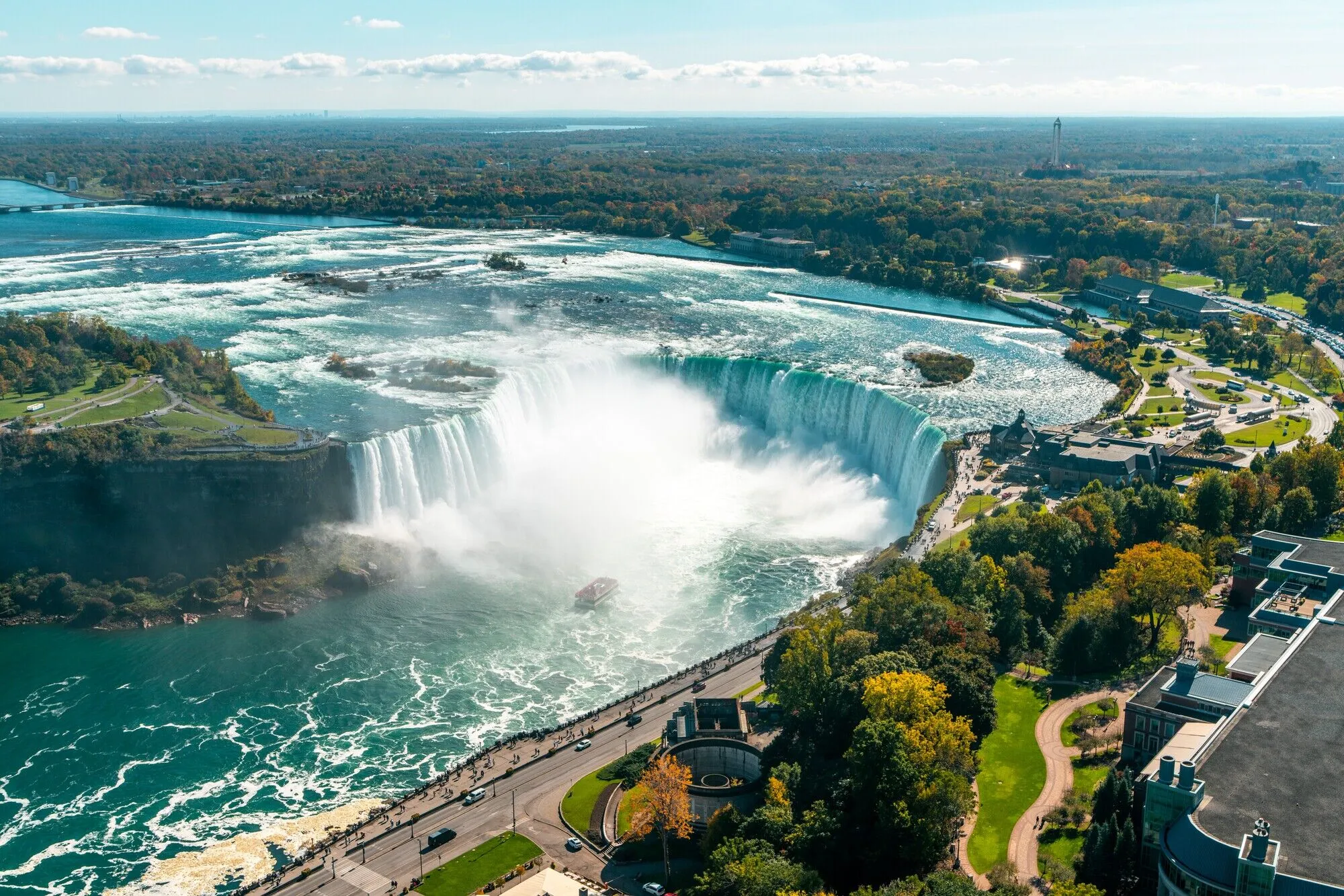 Panoramic aerial view of Niagara Falls in daytime