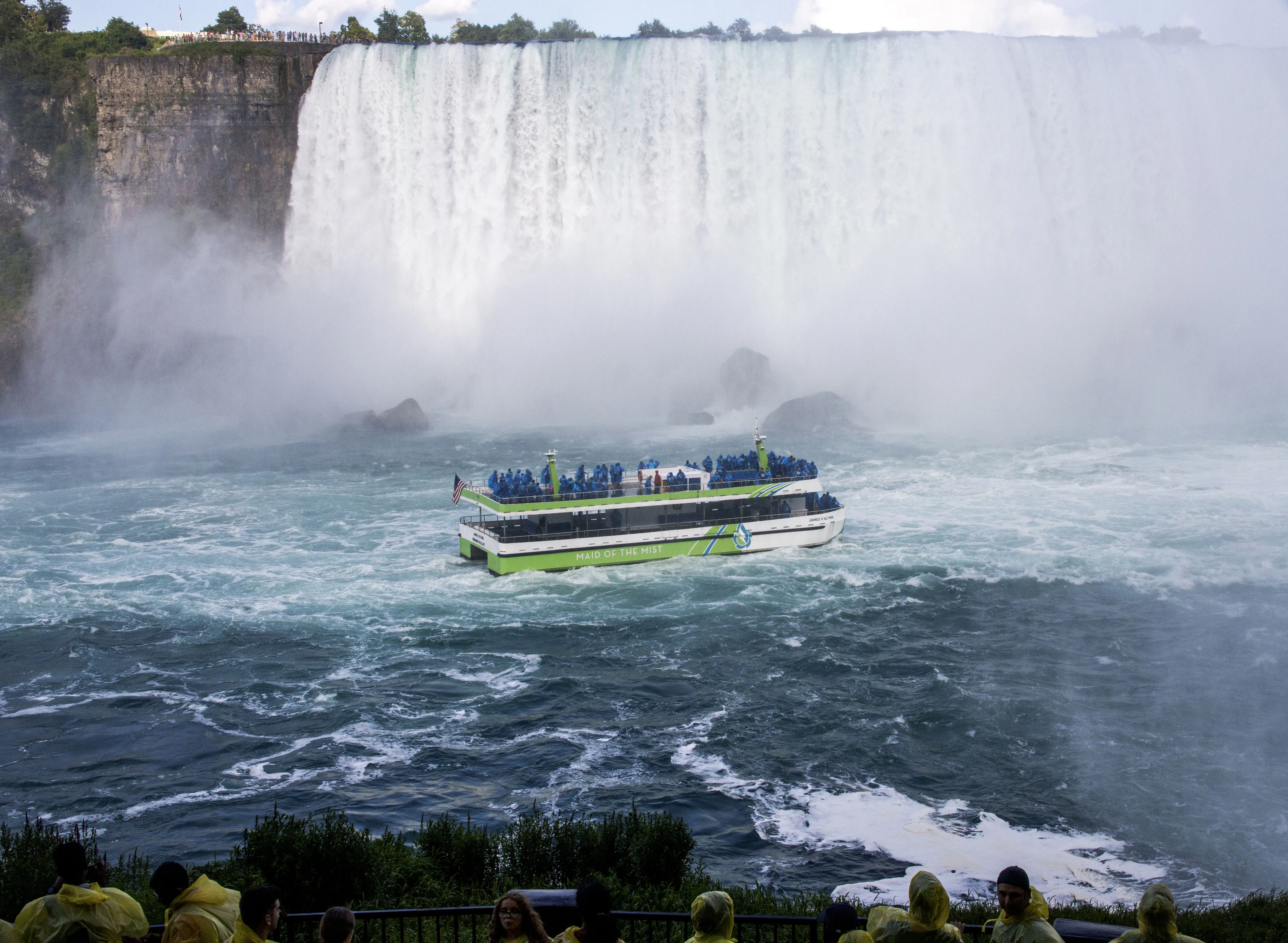 Boat approaching the base of Niagara Falls