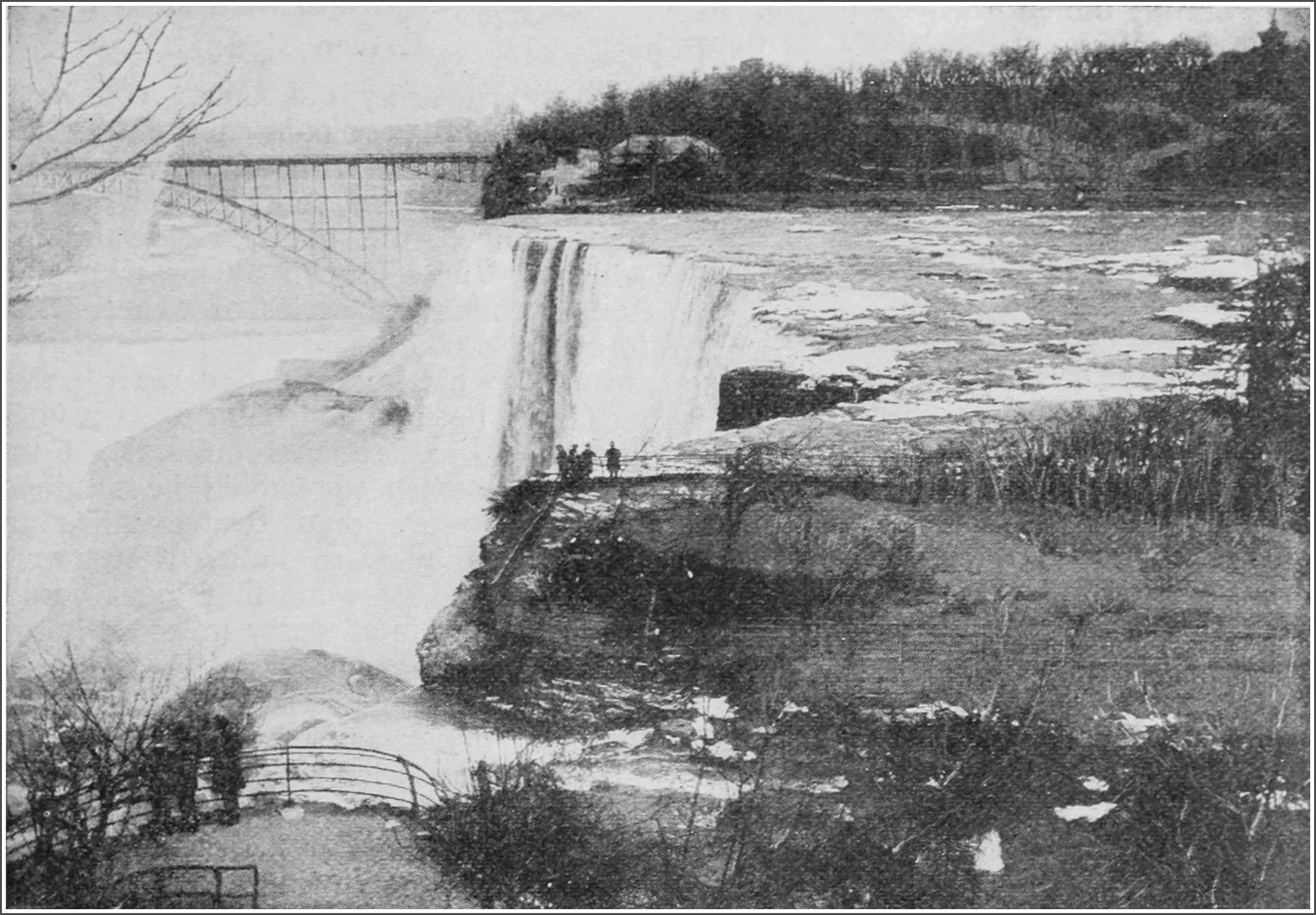 Niagara Falls blocked by an ice dam