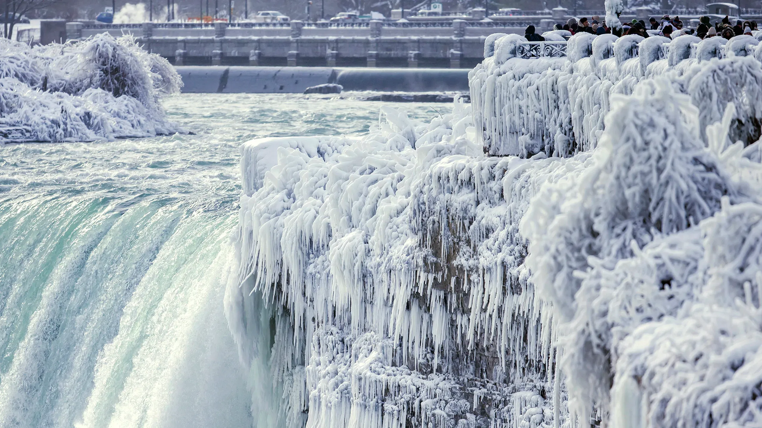 Winter ice formations near Niagara Falls