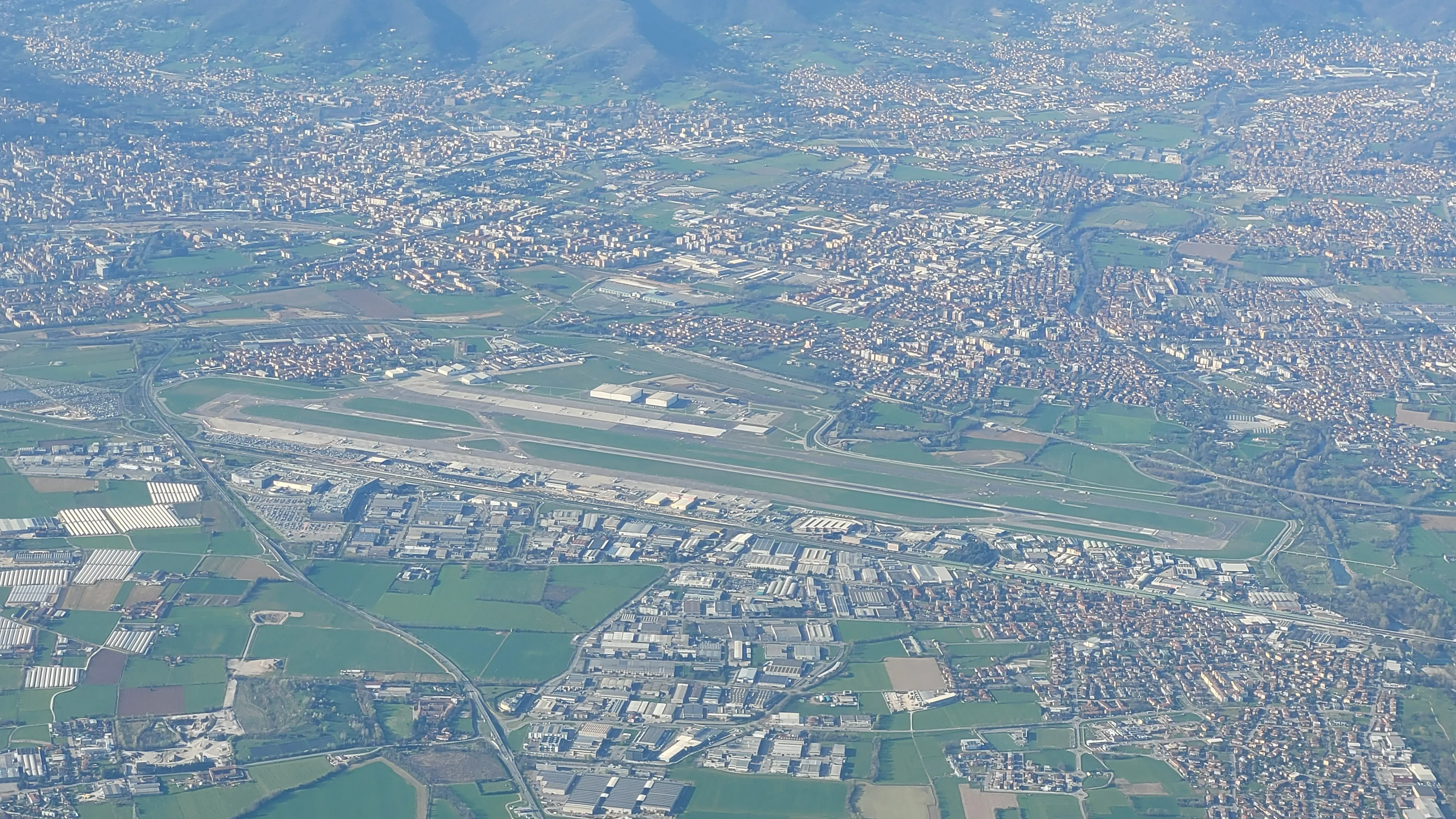 Orio al Serio Airport aerial view