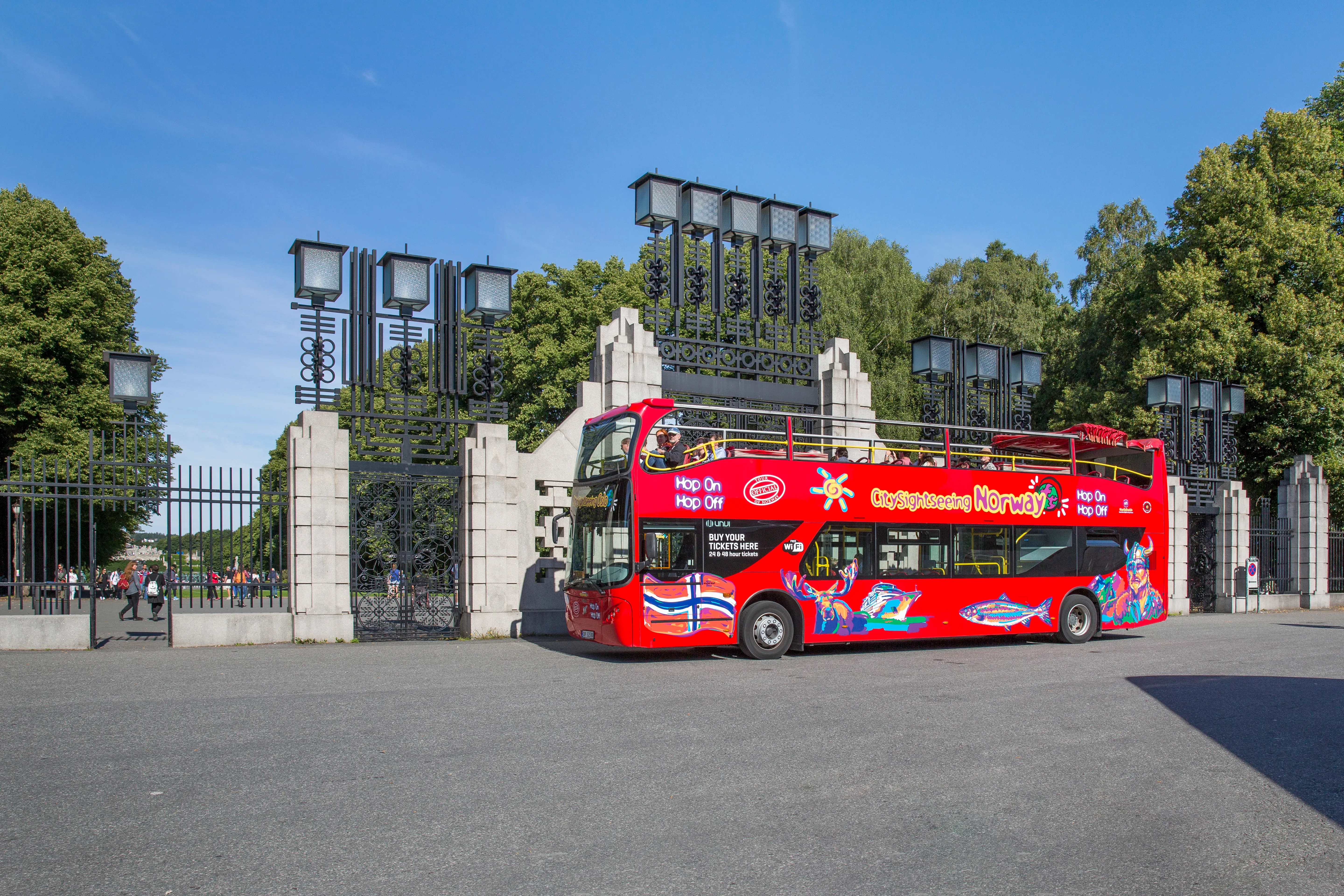 Sightseeing bus on Oslo streets