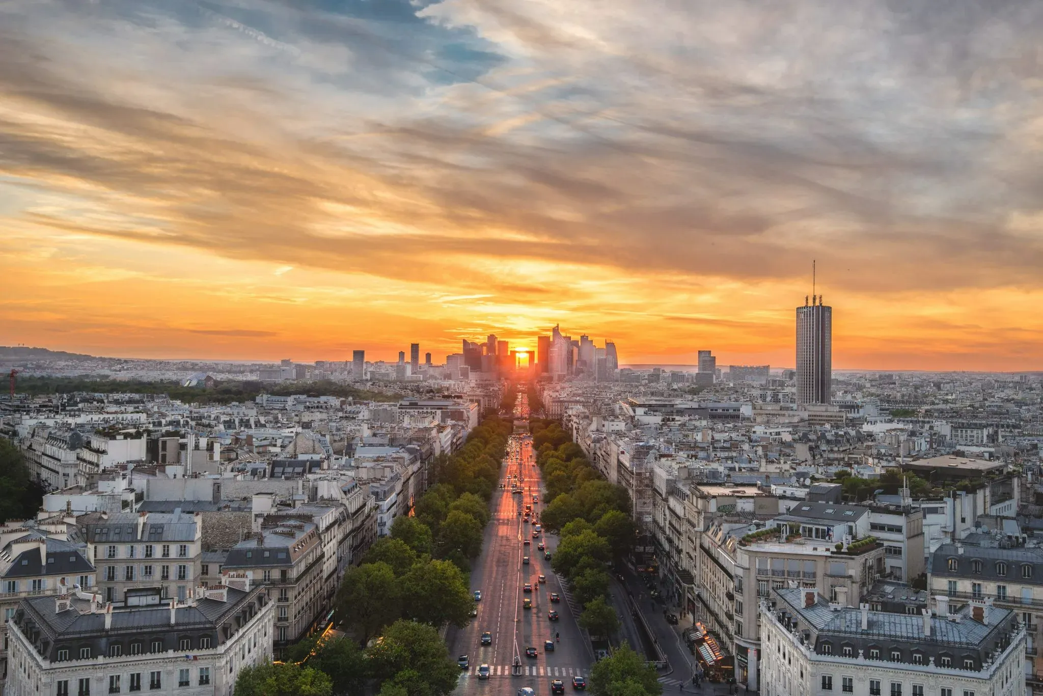 Rooftop sunrise view over Paris
