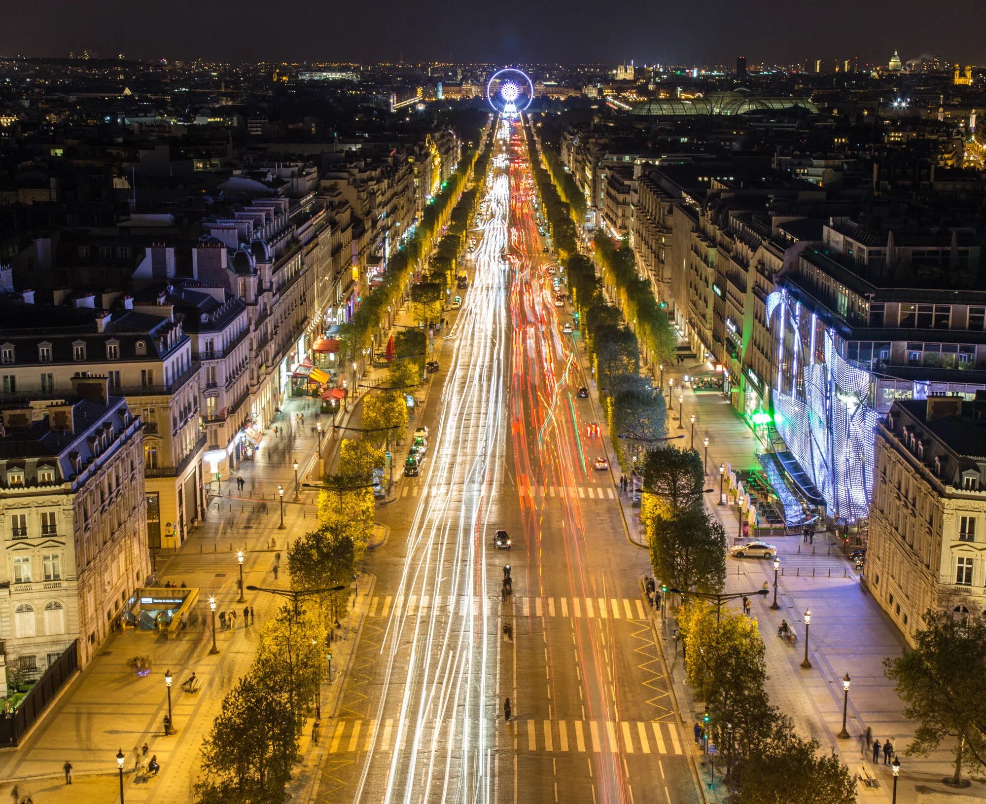 Rooftop view toward the Champs‑Élysées