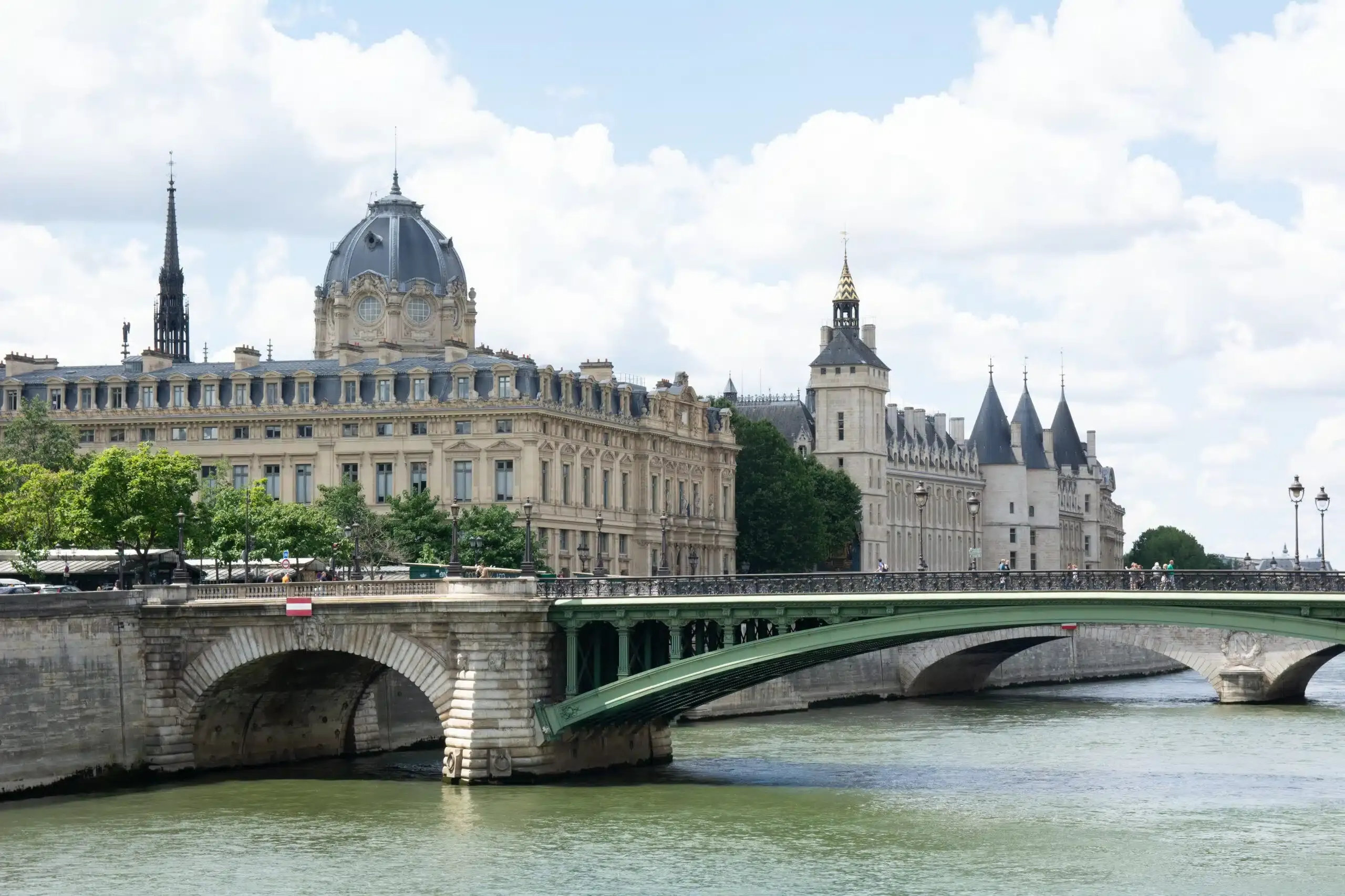 View of Ile de la Cite with historic Paris architecture
