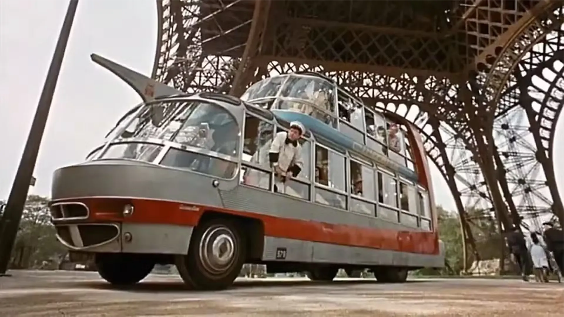 Cityrama bus below Eiffel Tower (1978)
