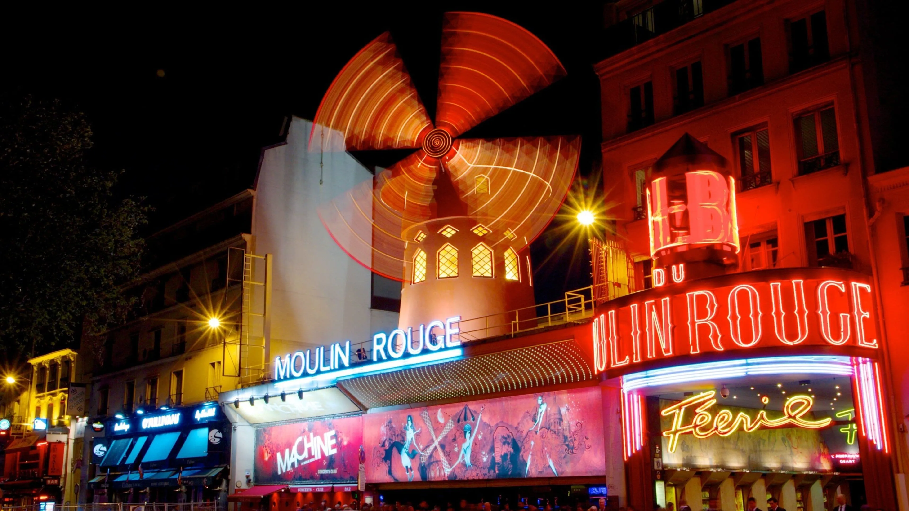 Moulin Rouge illuminated at night
