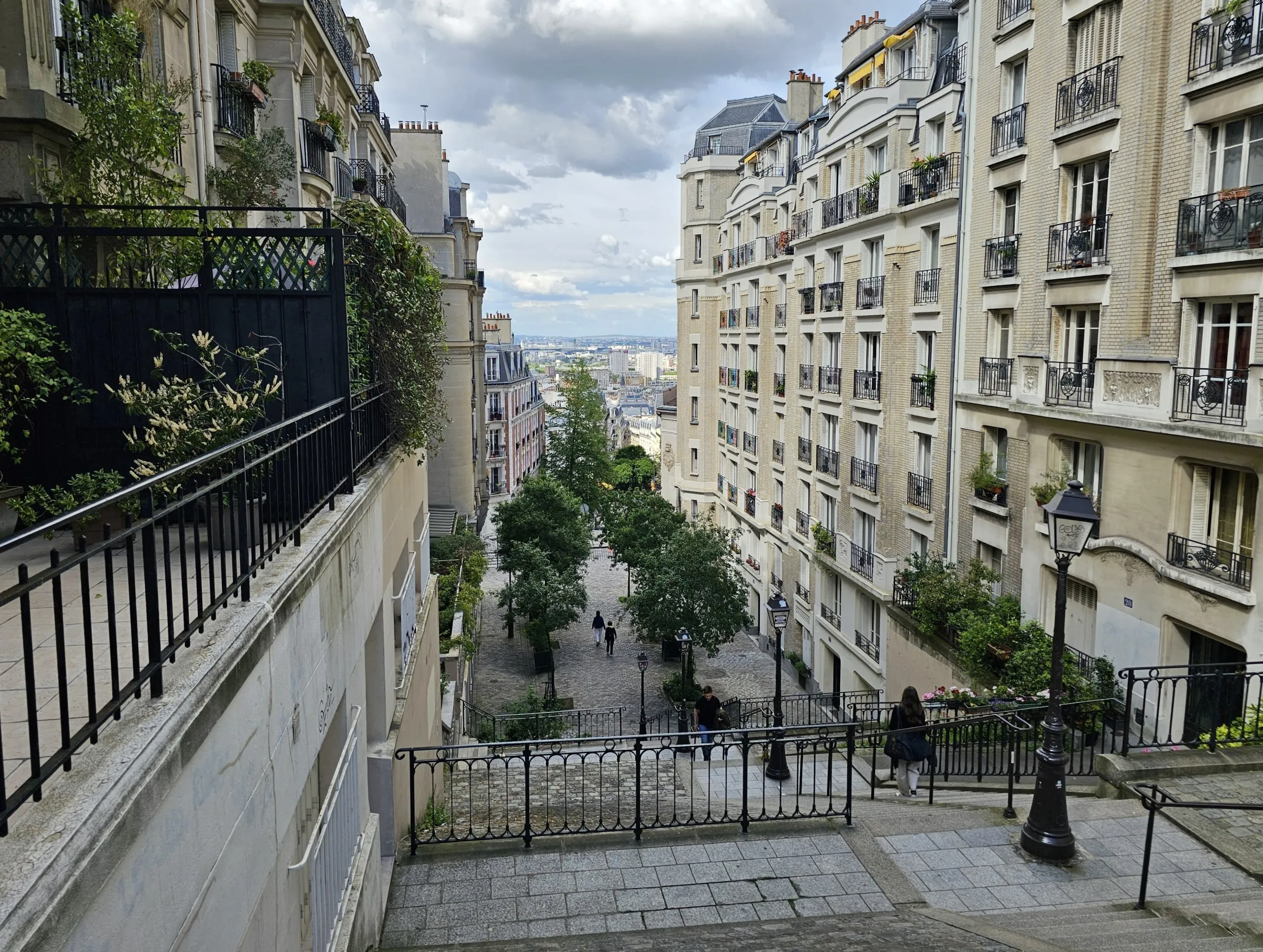 Uphill Montmartre street perspective