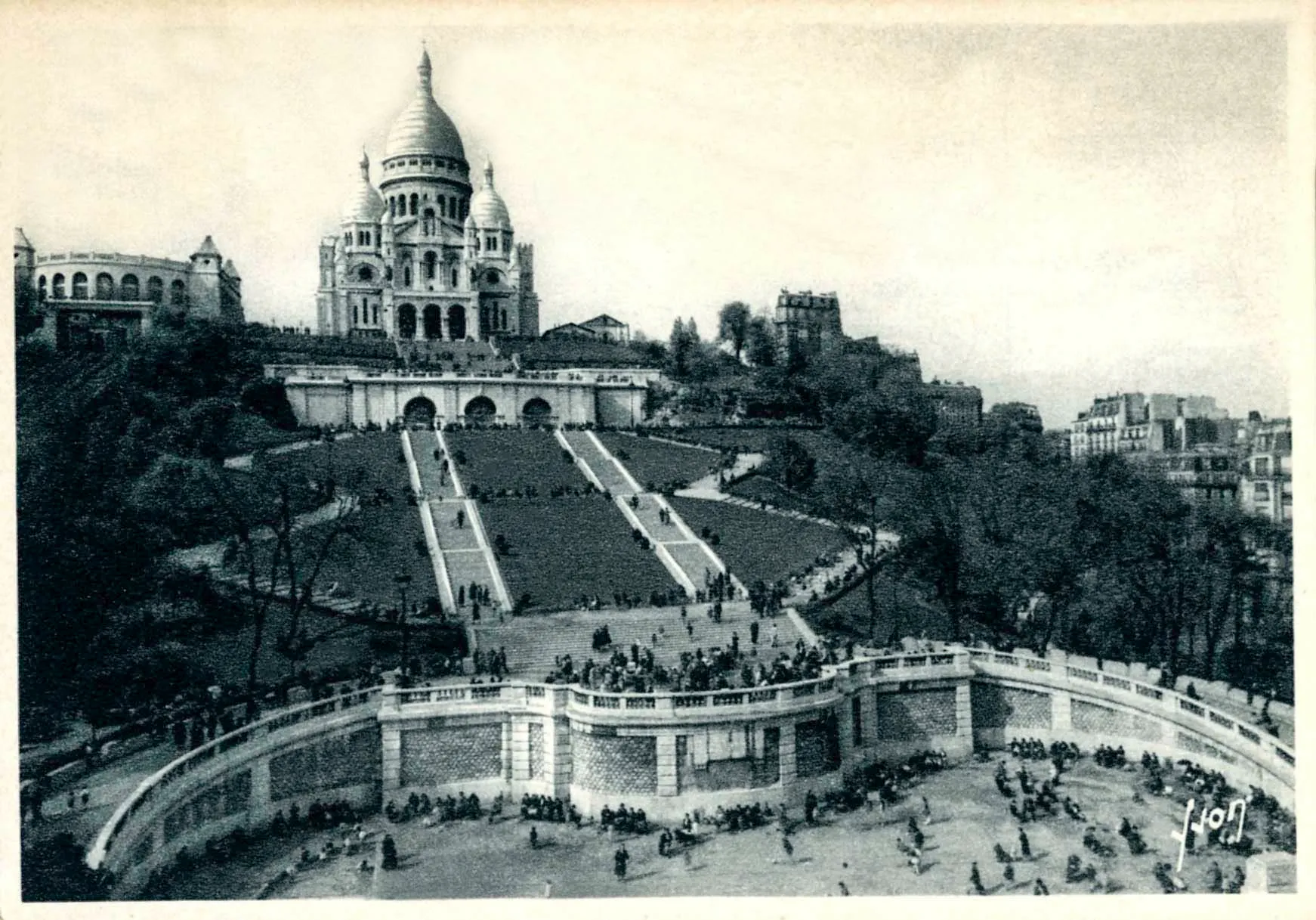 Aerial view of Sacre-Coeur in the early twentieth century