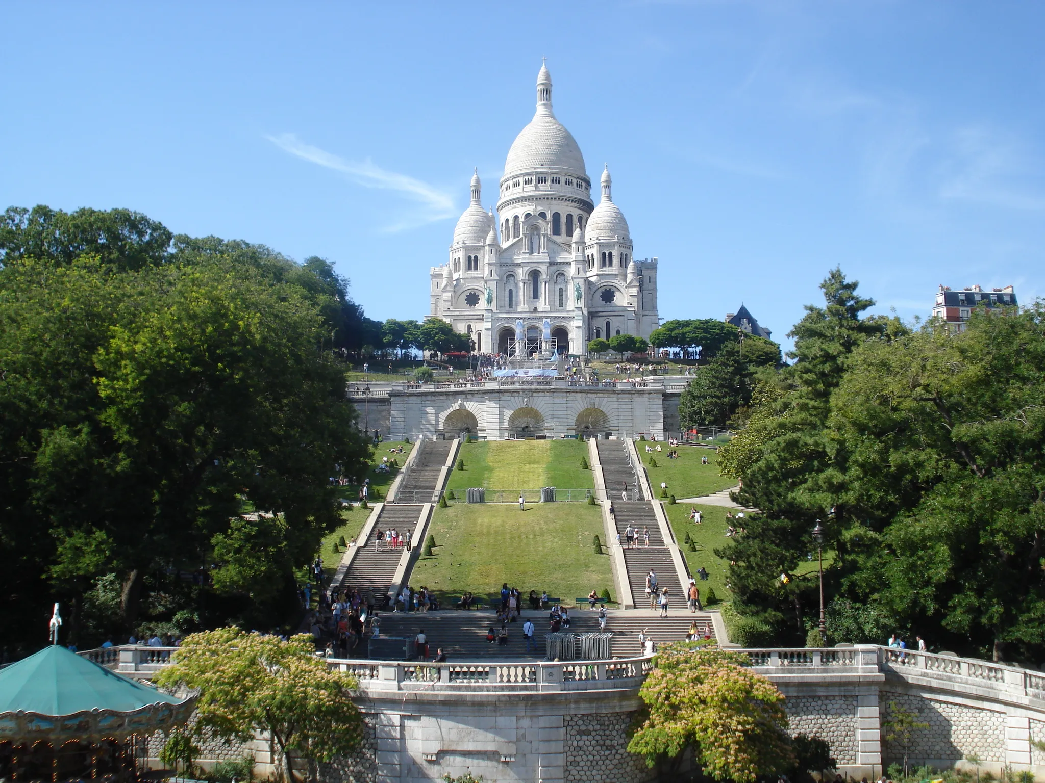 Stairs leading up to the Sacre-Coeur Basilica in Montmartre