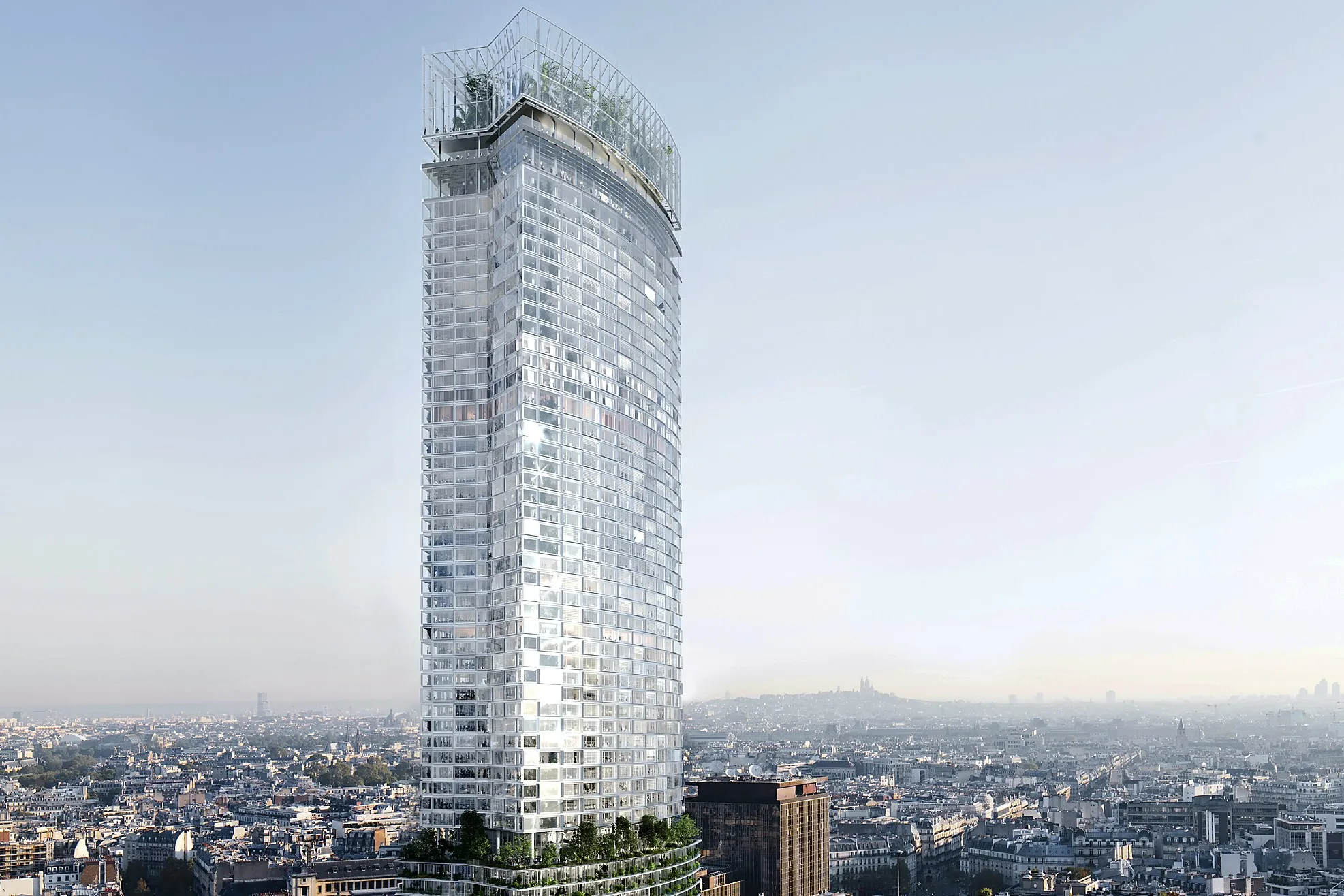 Wide view rendering of new Tour Montparnasse