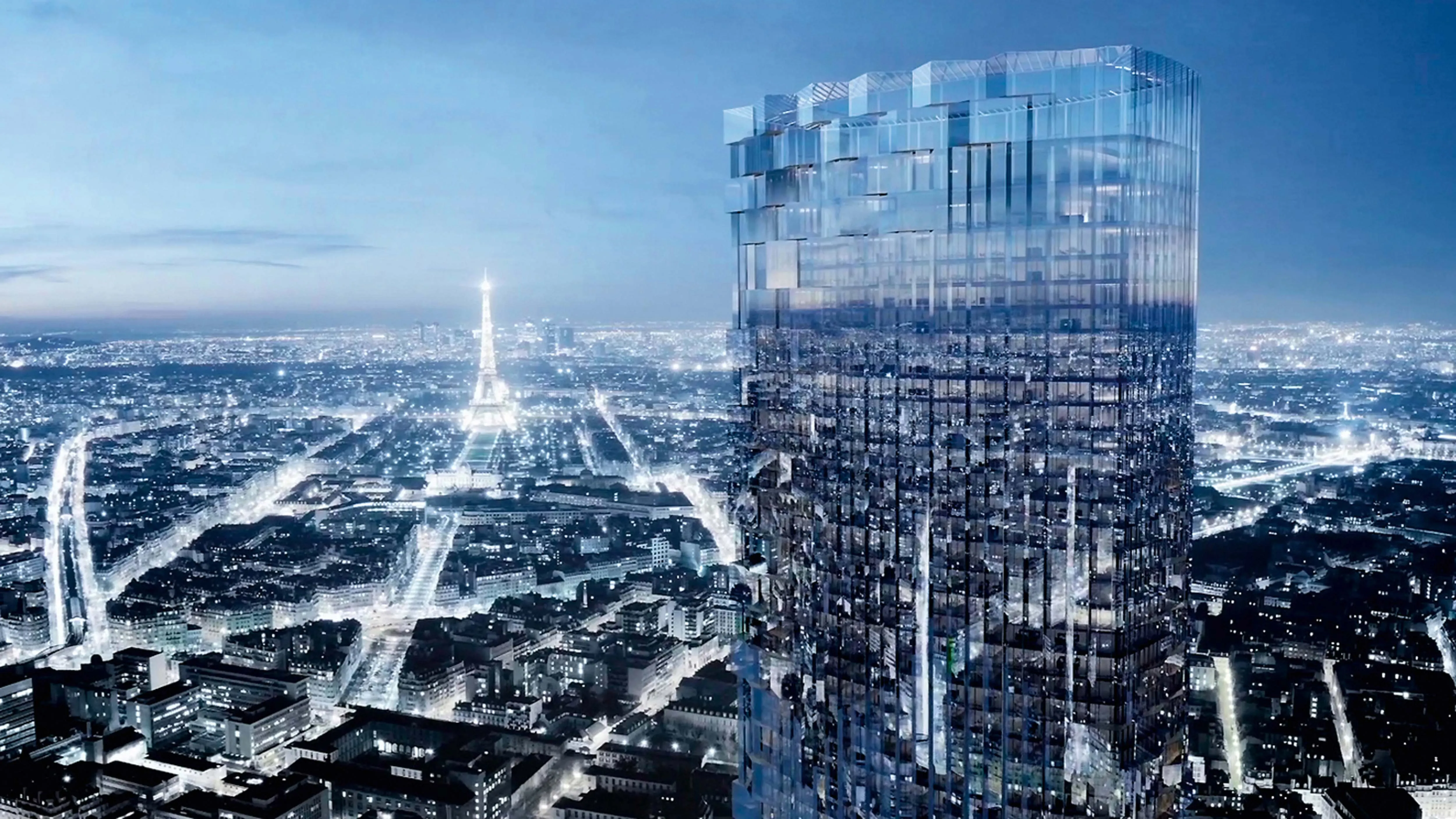 Alternative wide view rendering of new Tour Montparnasse
