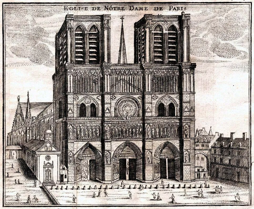 Early depiction of Notre‑Dame during its foundational phase